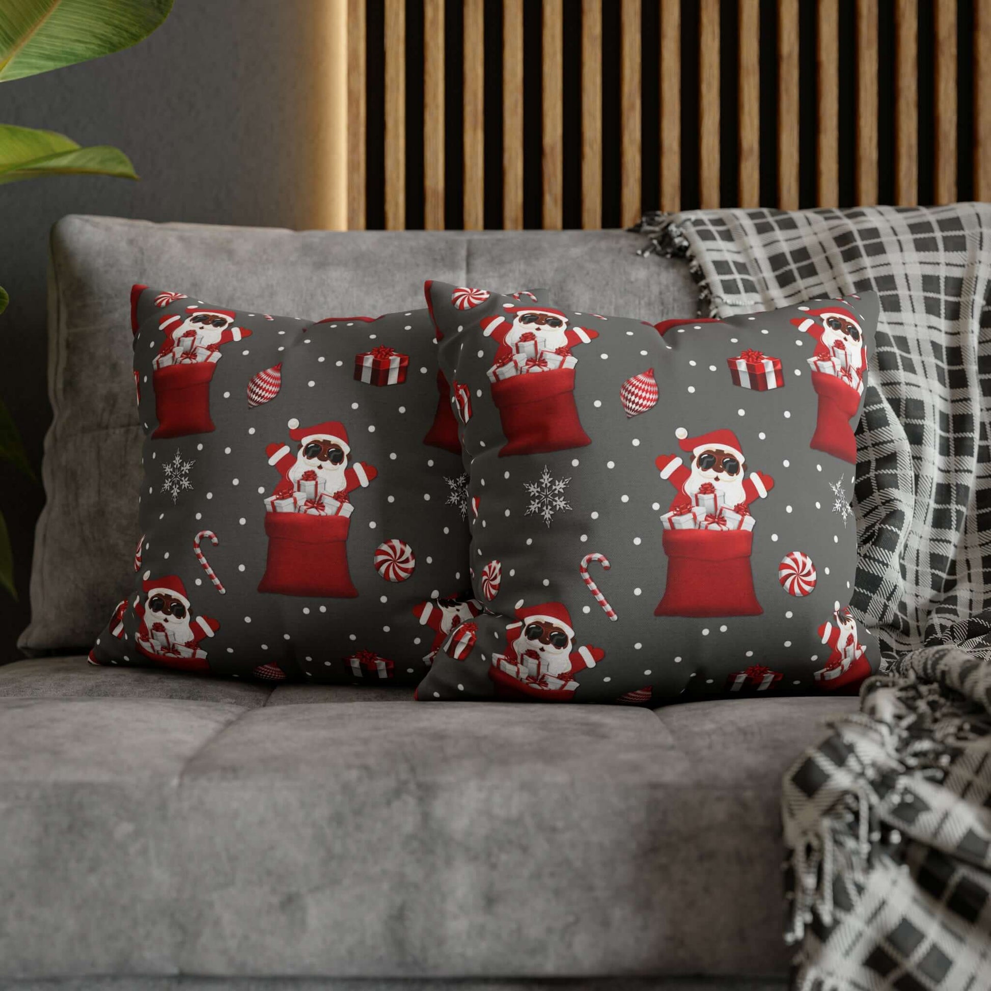Exclusive Christmas Black Santa Pillow Cases, Brand63