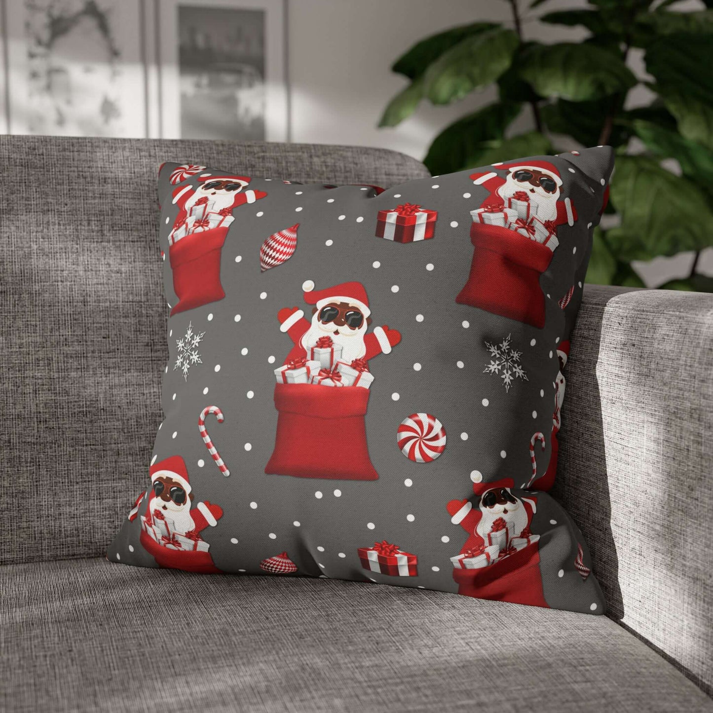 Exclusive Christmas Black Santa Pillow Cases, Brand63