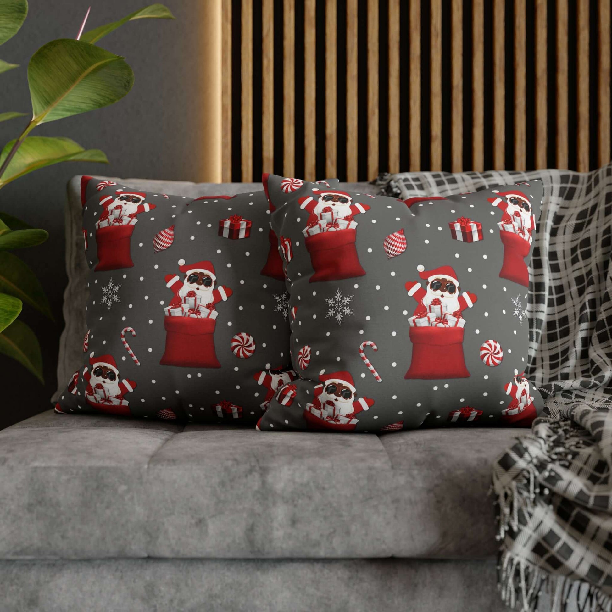Exclusive Christmas Black Santa Pillow Cases, Brand63