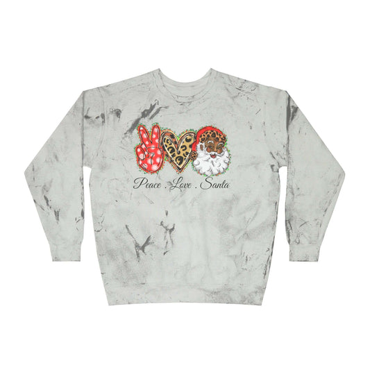 Exclusive "Peace, Love, Santa" Color Blast Sweatshirt | Jingle-Jingle, Brand63