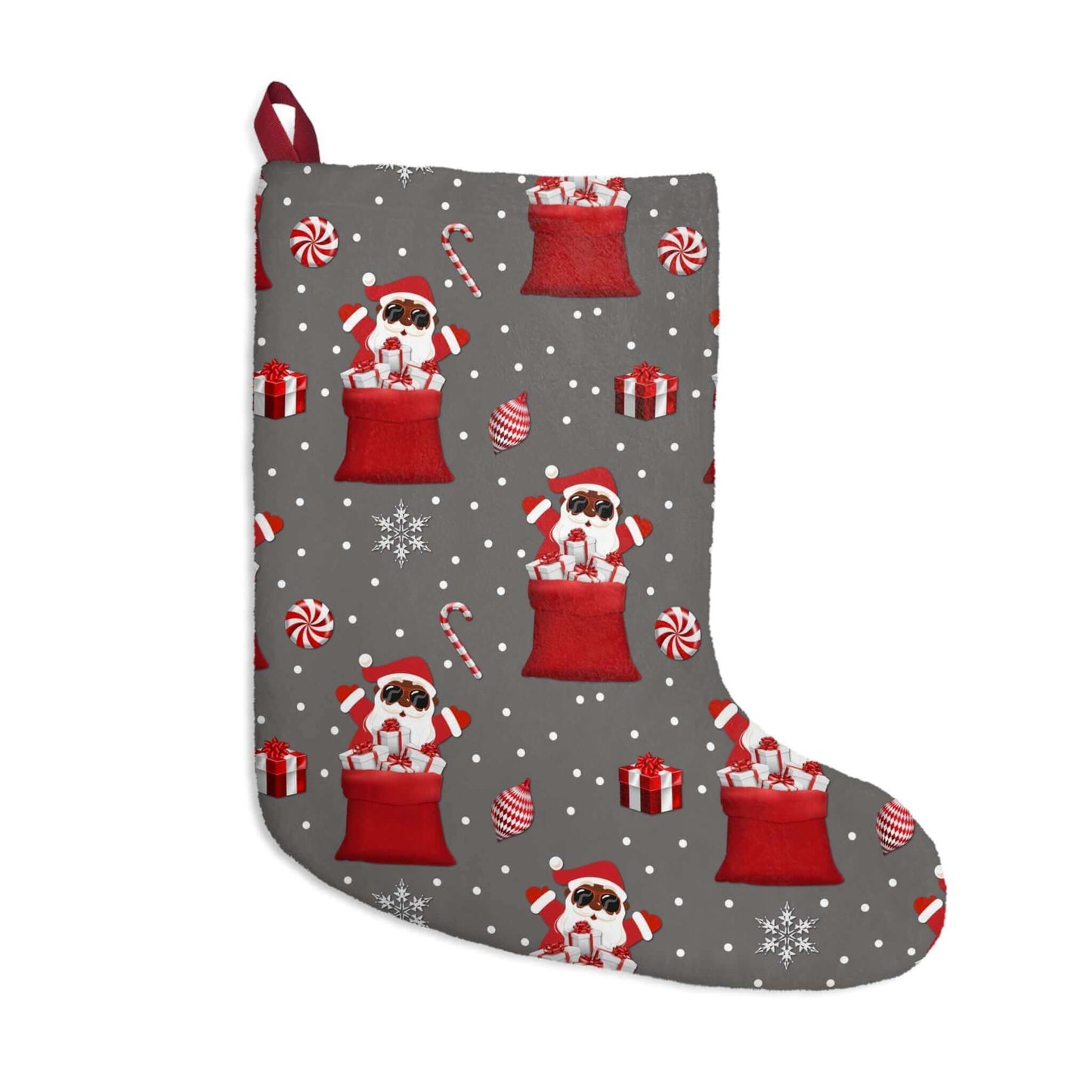 Exclusive Red, Black-Santa Christmas Stocking, Brand63