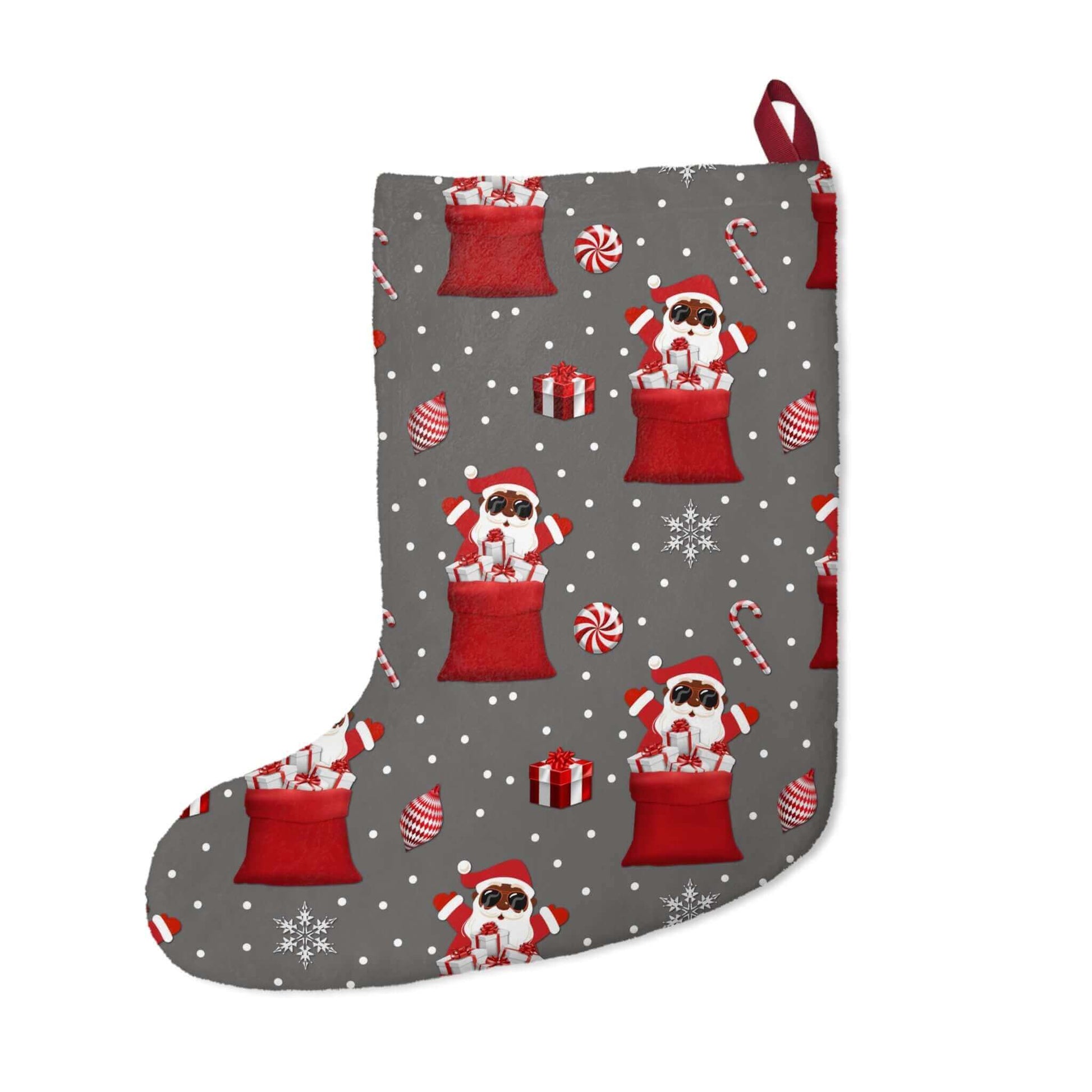 Exclusive Red, Black-Santa Christmas Stocking, Brand63