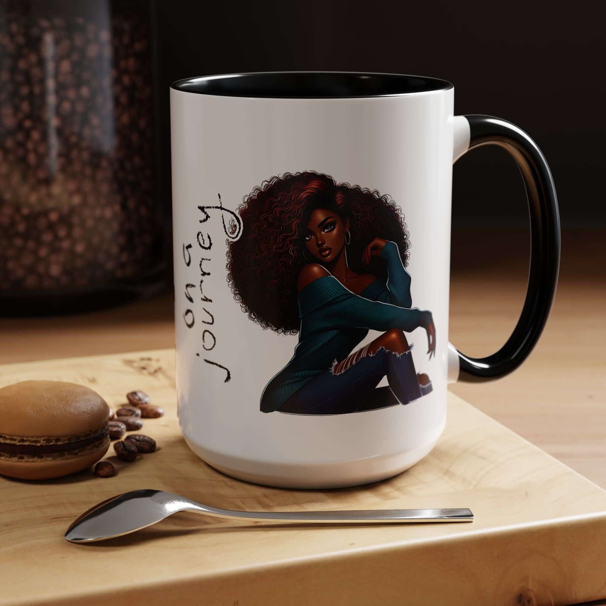 Exclusive "The Journey", Afro Art Coffee Mug - 15oz, Brand63