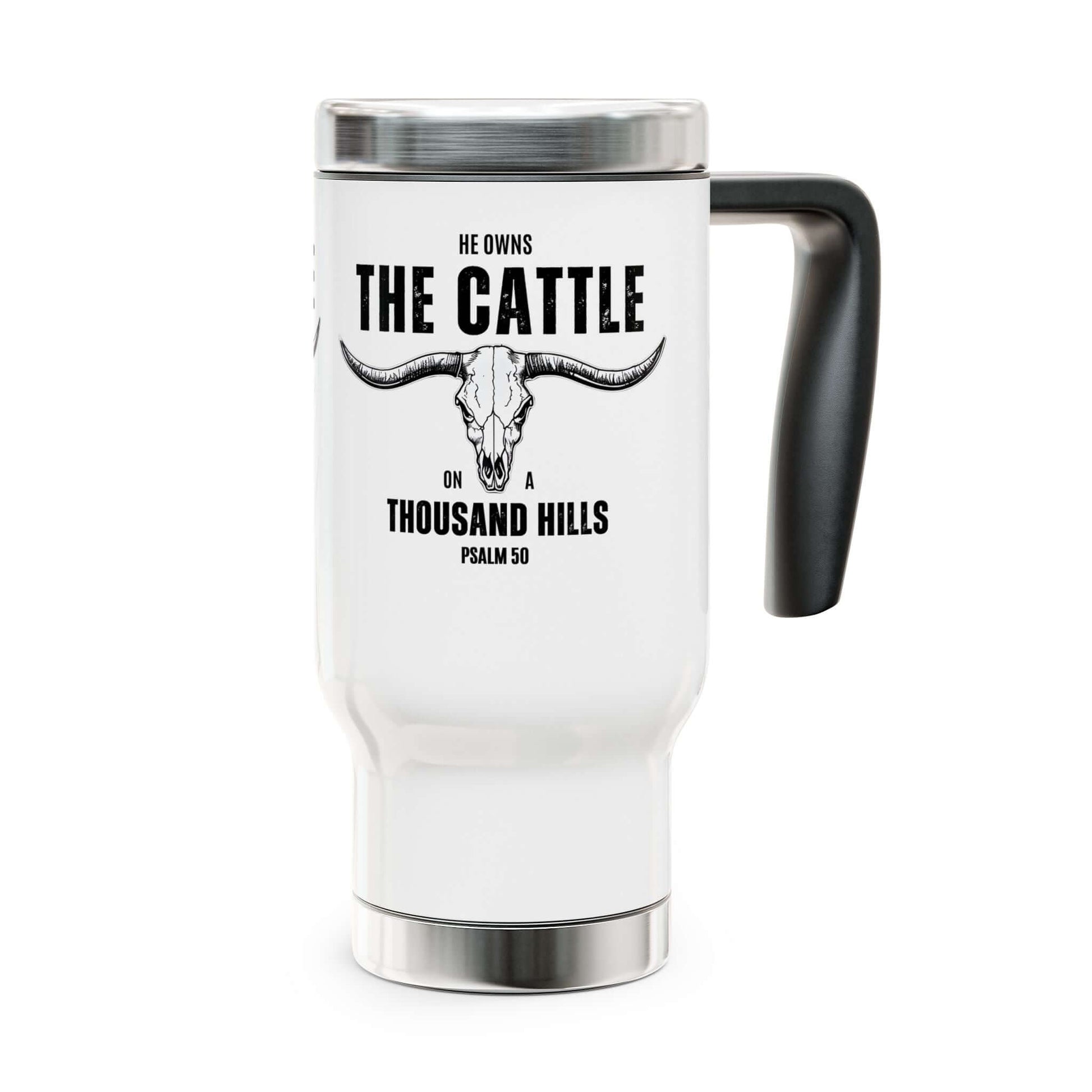 Faith-Based Inspirational Stainless Steel Travel Mug with Handle, 14oz, Brand63