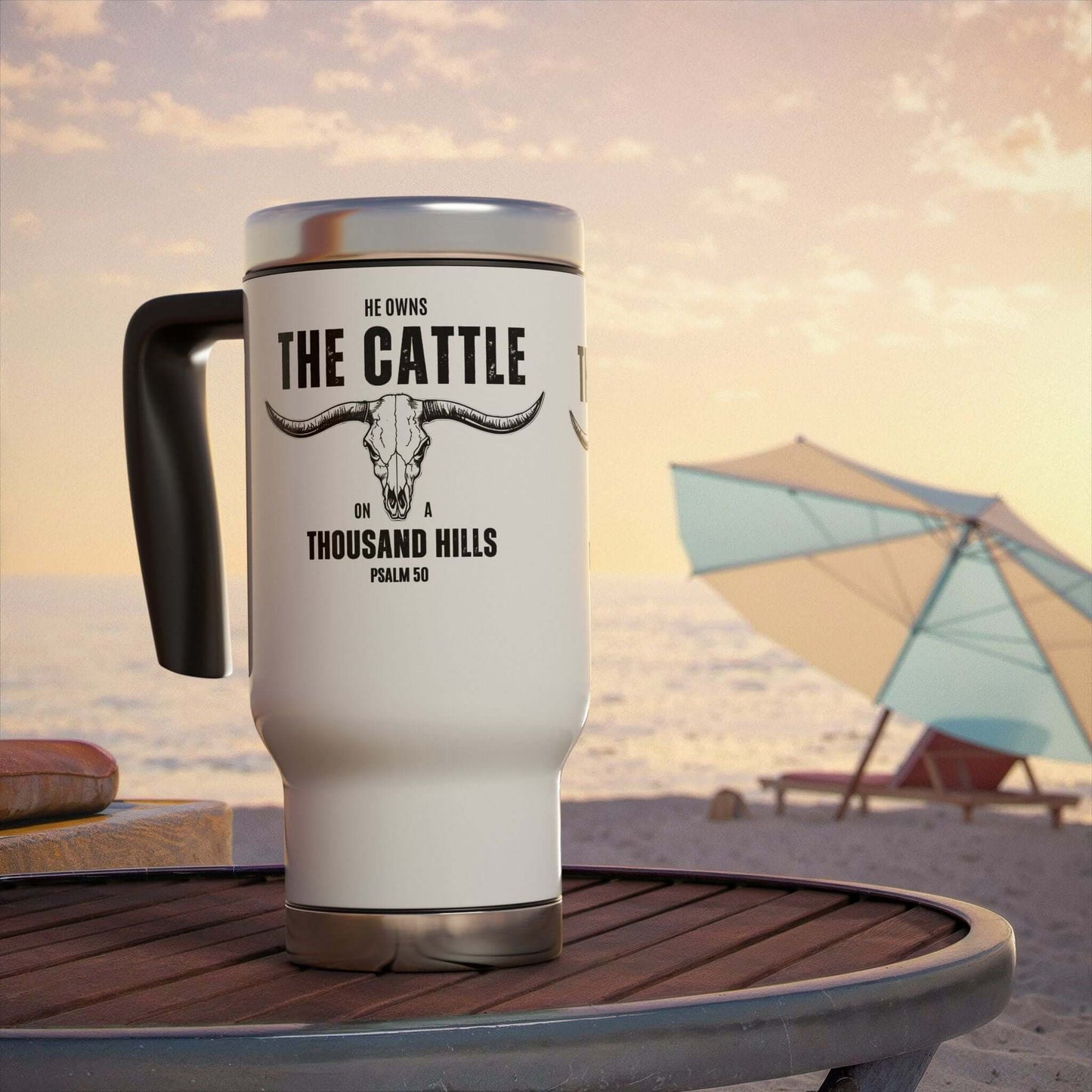 Faith-Based Inspirational Stainless Steel Travel Mug with Handle, 14oz, Brand63