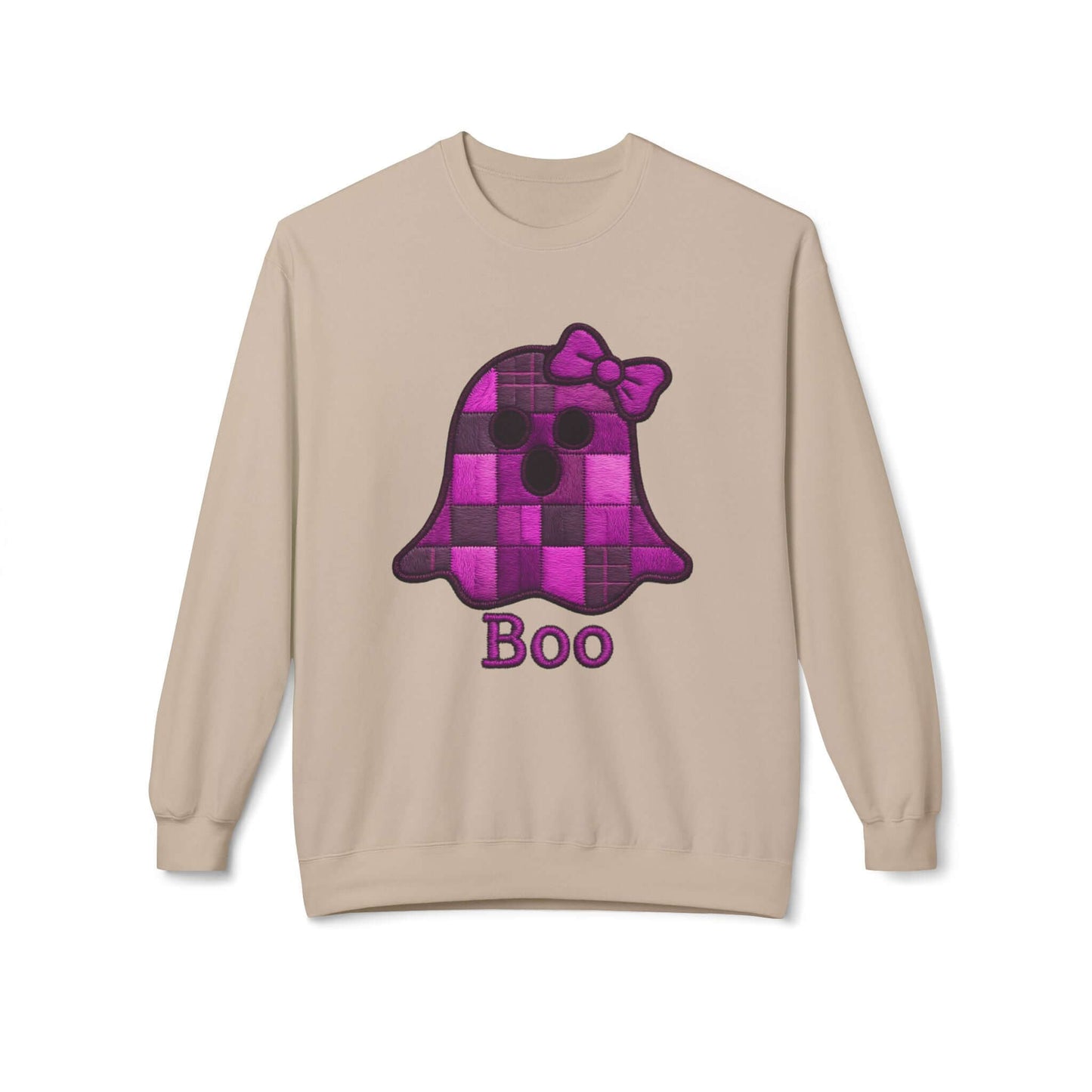 Faux Embroidered Purple Plaid Ghost Sweatshirt, Brand63