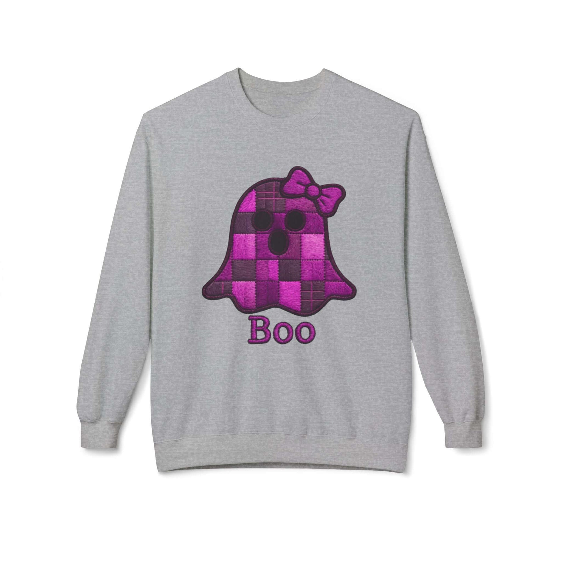 Faux Embroidered Purple Plaid Ghost Sweatshirt, Brand63