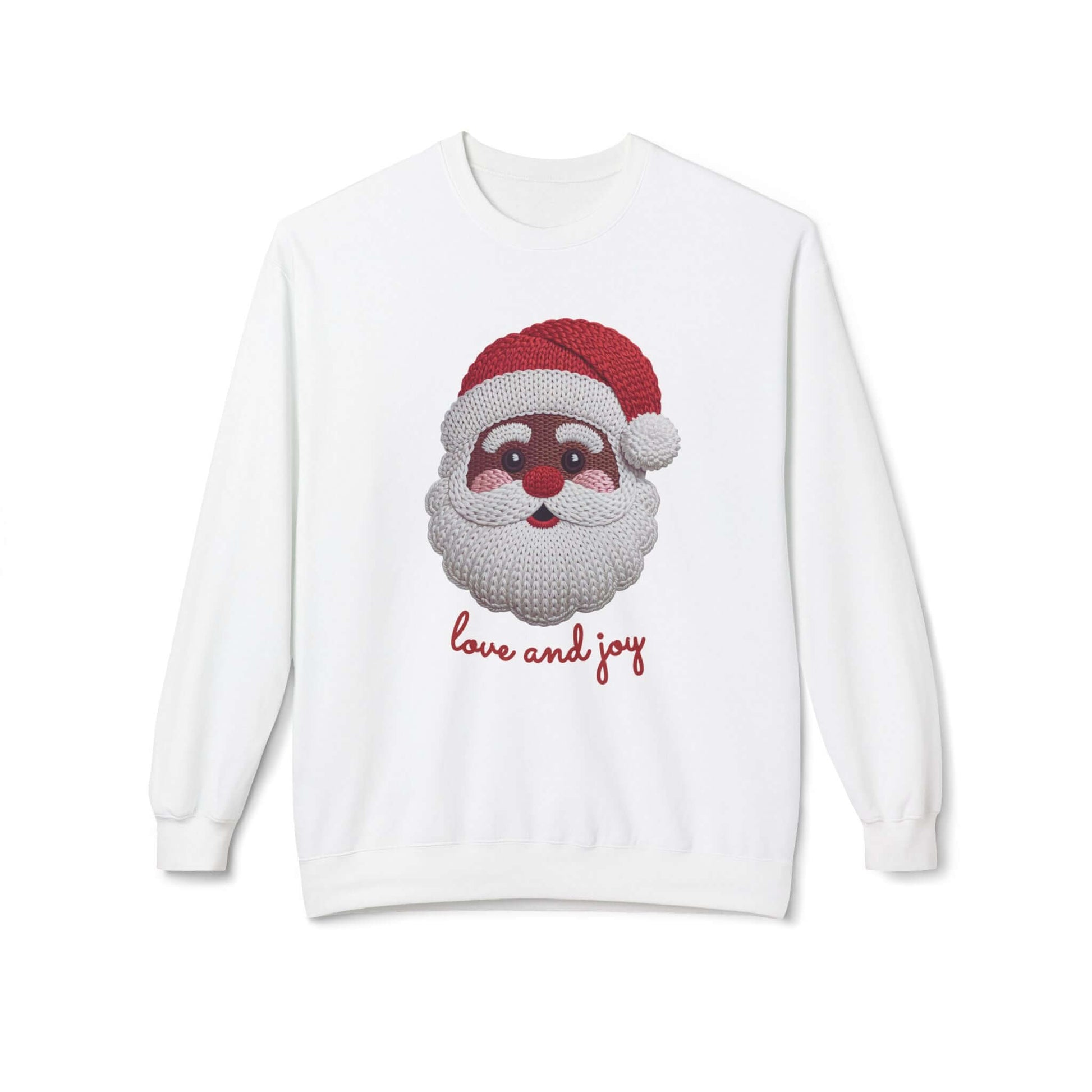 Faux Knitted Embroidery Black Santa Christmas Sweatshirt, Brand63
