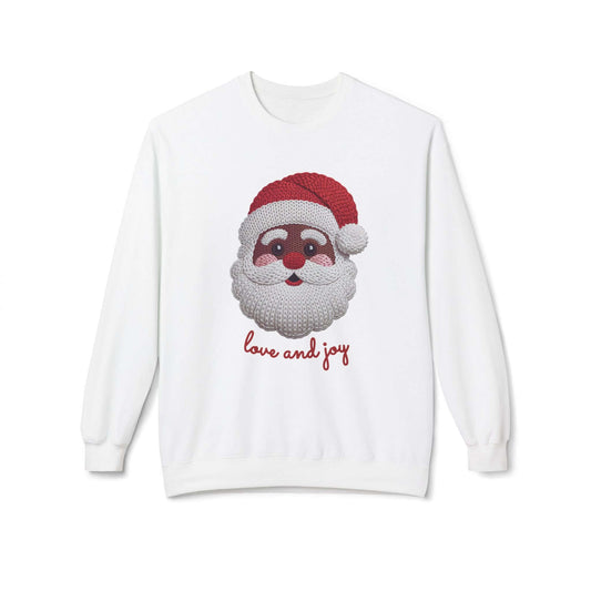 Faux Knitted Embroidery Black Santa Christmas Sweatshirt, Brand63