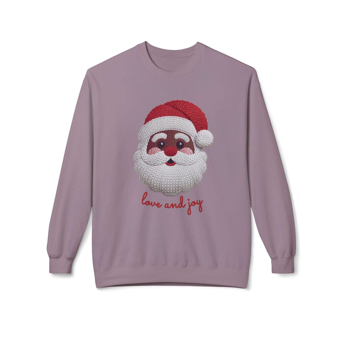 Faux Knitted Embroidery Black Santa Christmas Sweatshirt, Brand63