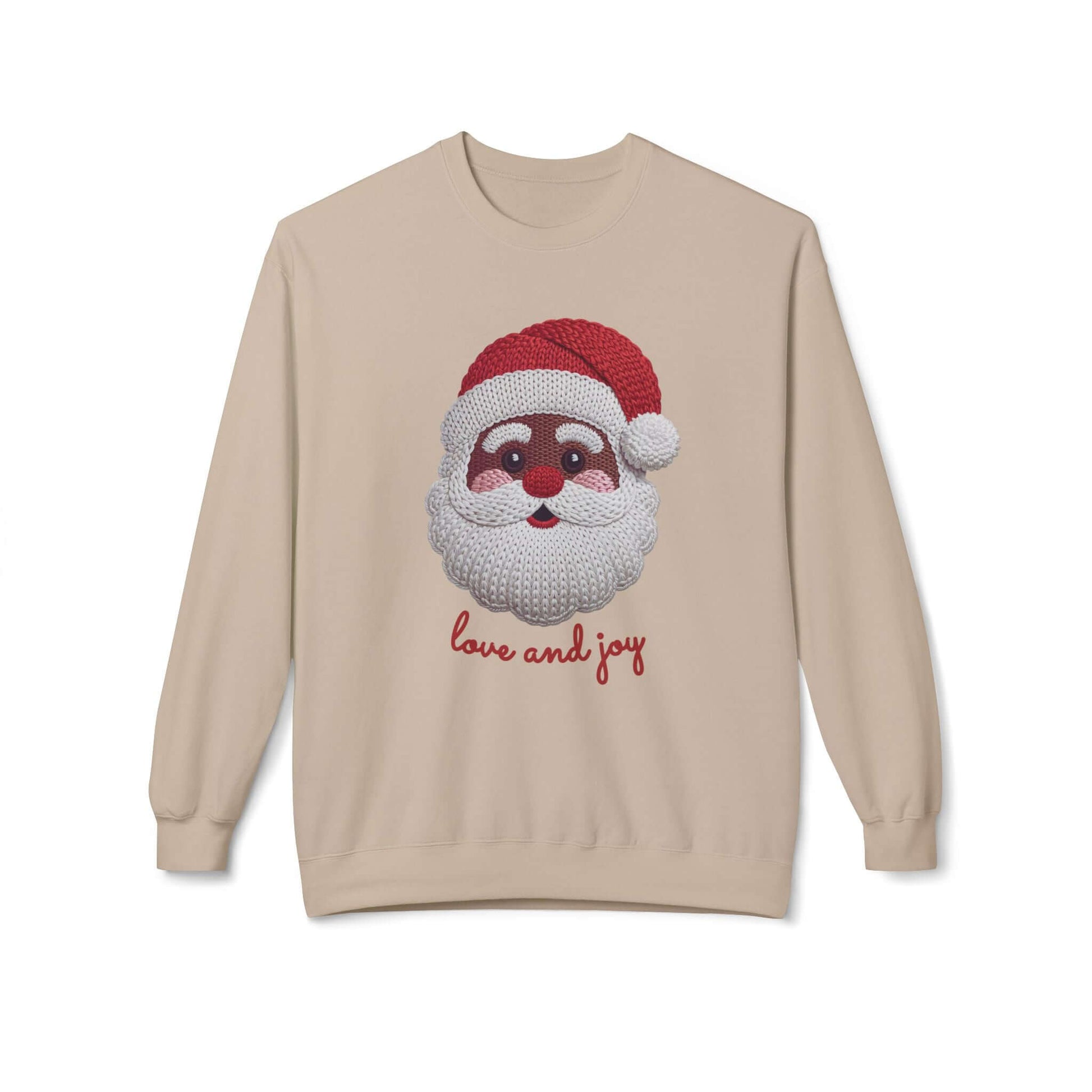 Faux Knitted Embroidery Black Santa Christmas Sweatshirt, Brand63