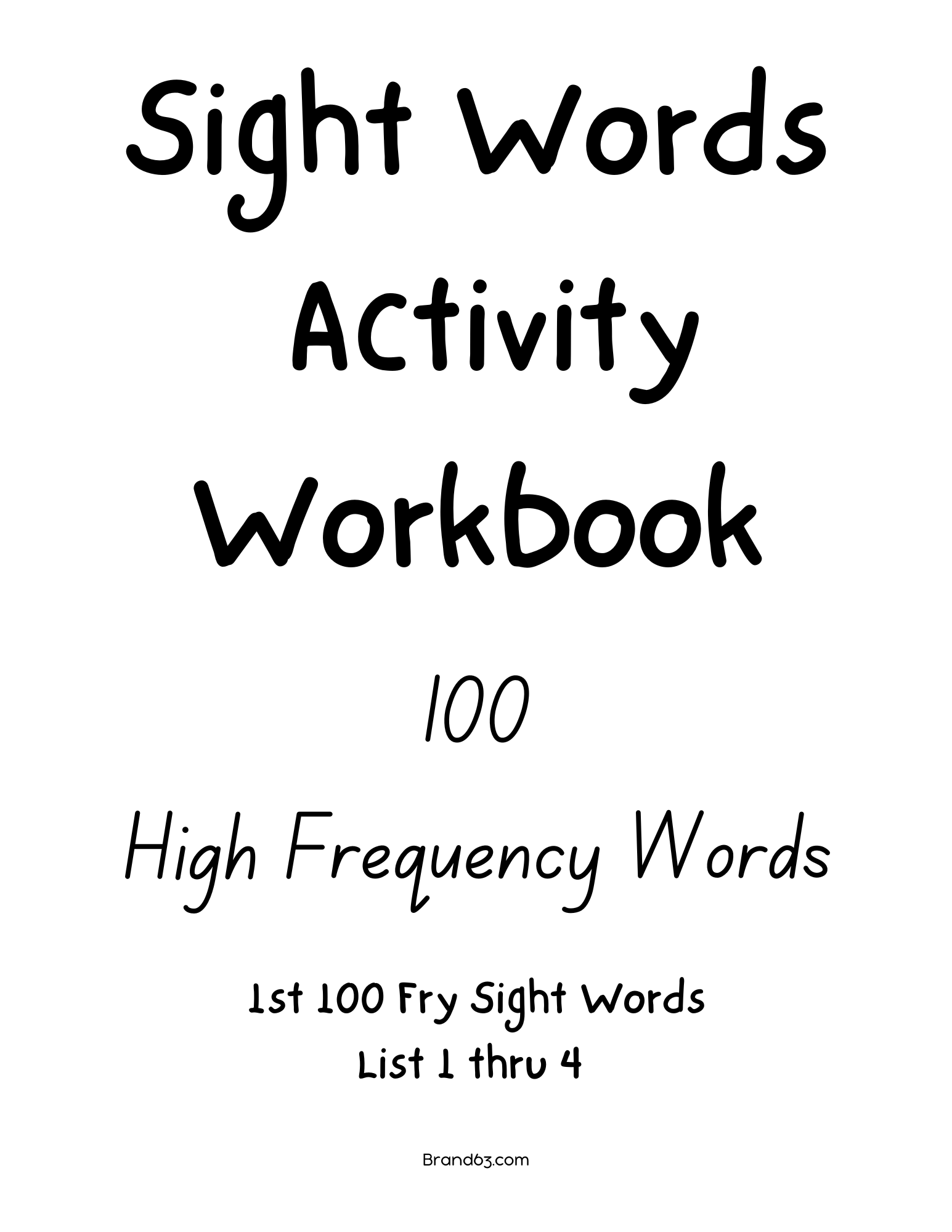 Fry's Sight Words Activity Workbook | First 100 High Frequency Words Activity Book 1, Brand63