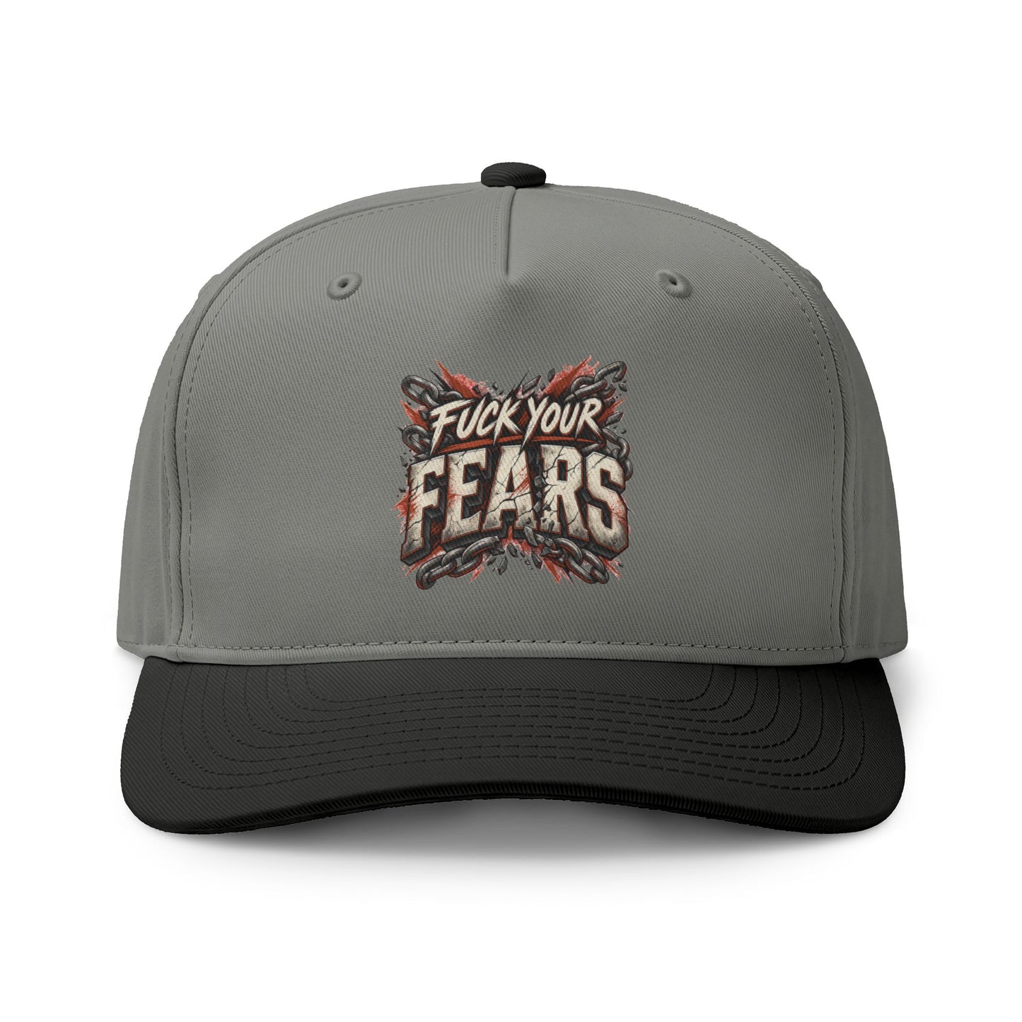 'Fuck Your Fears' Two-Tone Snapback Cap grey and black