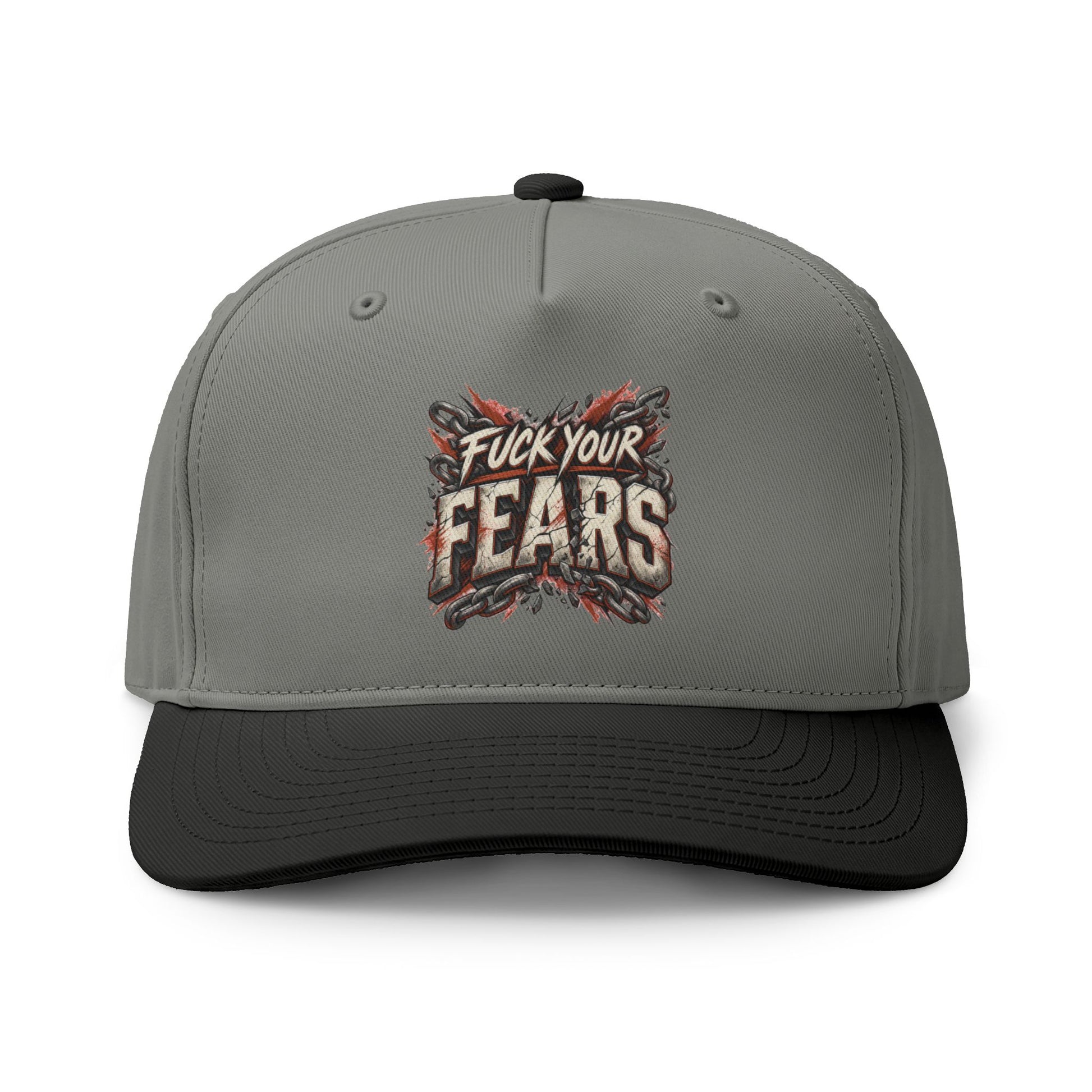 'Fuck Your Fears' Two-Tone Snapback Cap grey and black