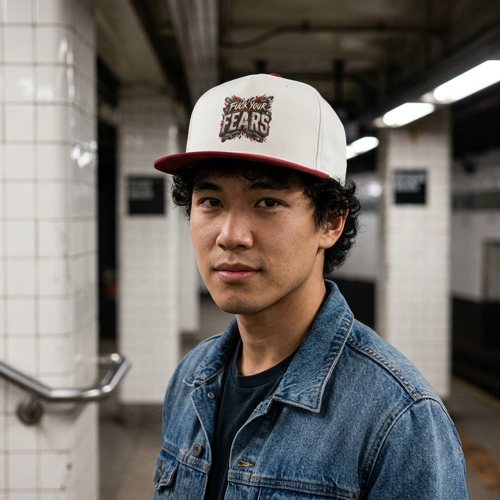 'Fuck Your Fears' Two-Tone Snapback Cap male model