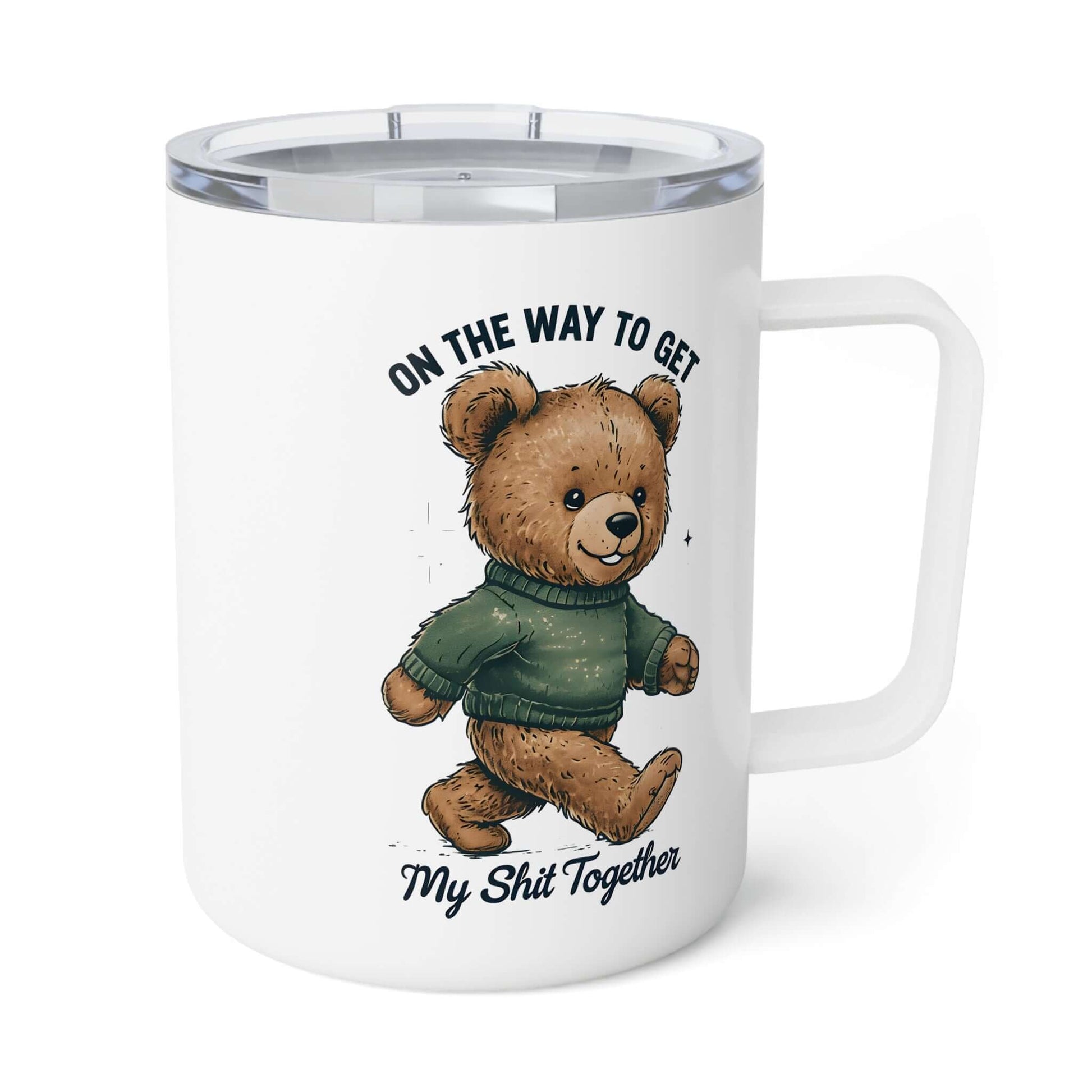 Funny Insulated Coffee Mug – On the Way to Get My Sh*t Together | 10oz Stainless Steel Travel Mug with Lid, Brand63