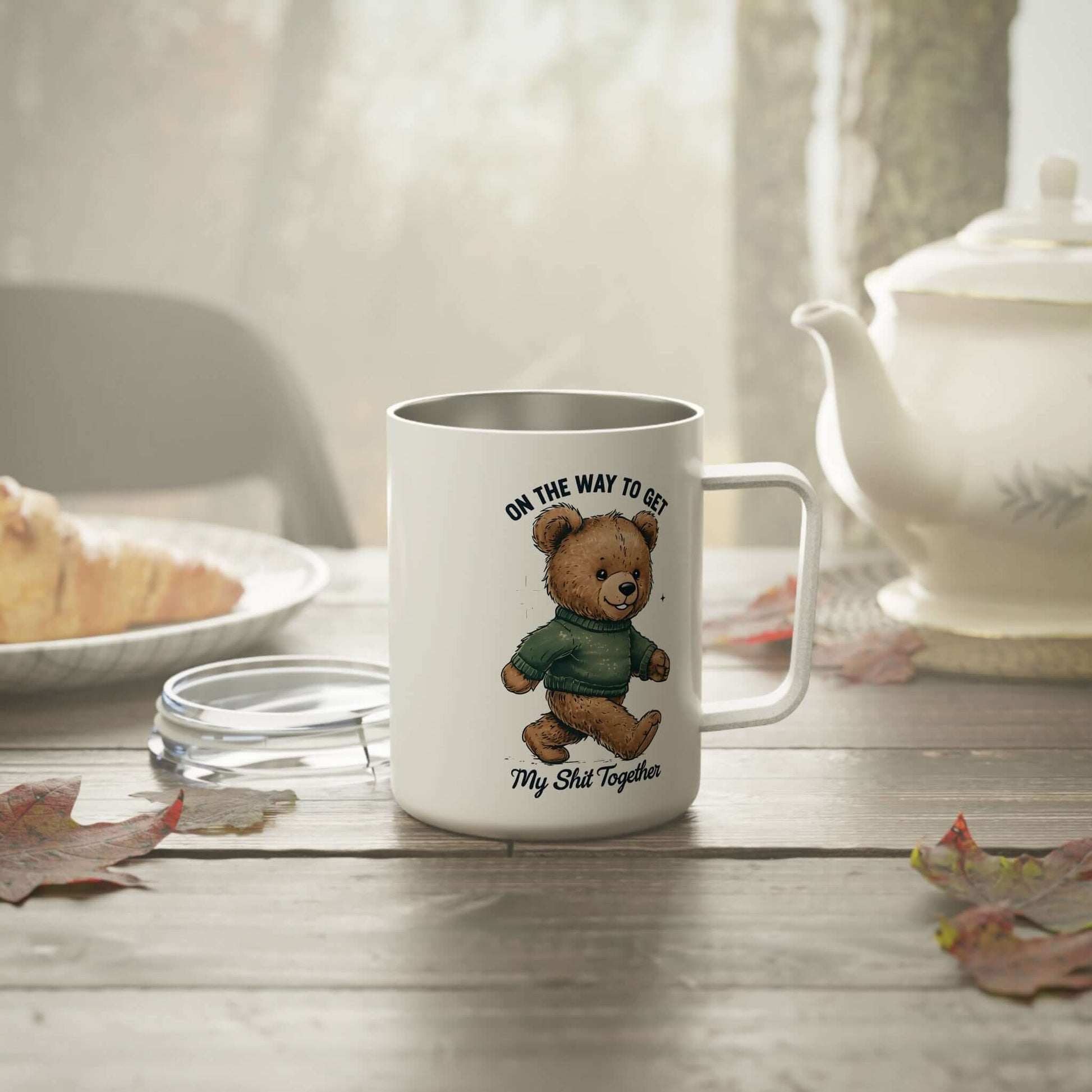 Funny Insulated Coffee Mug – On the Way to Get My Sh*t Together | 10oz Stainless Steel Travel Mug with Lid, Brand63