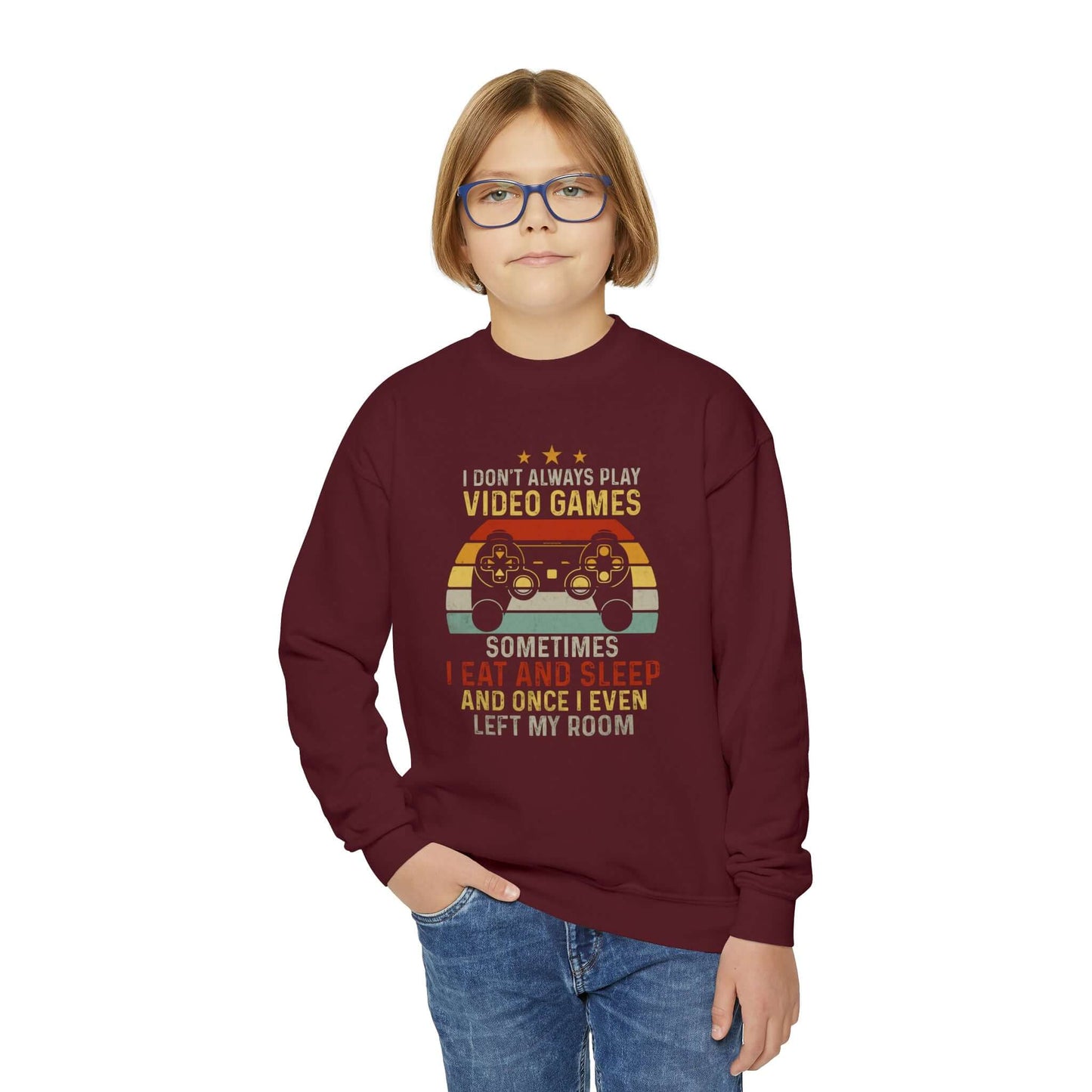 Gamer Youth Crewneck Sweatshirt | Game Controller Graphic Sweatshirt (Unisex), Brand63