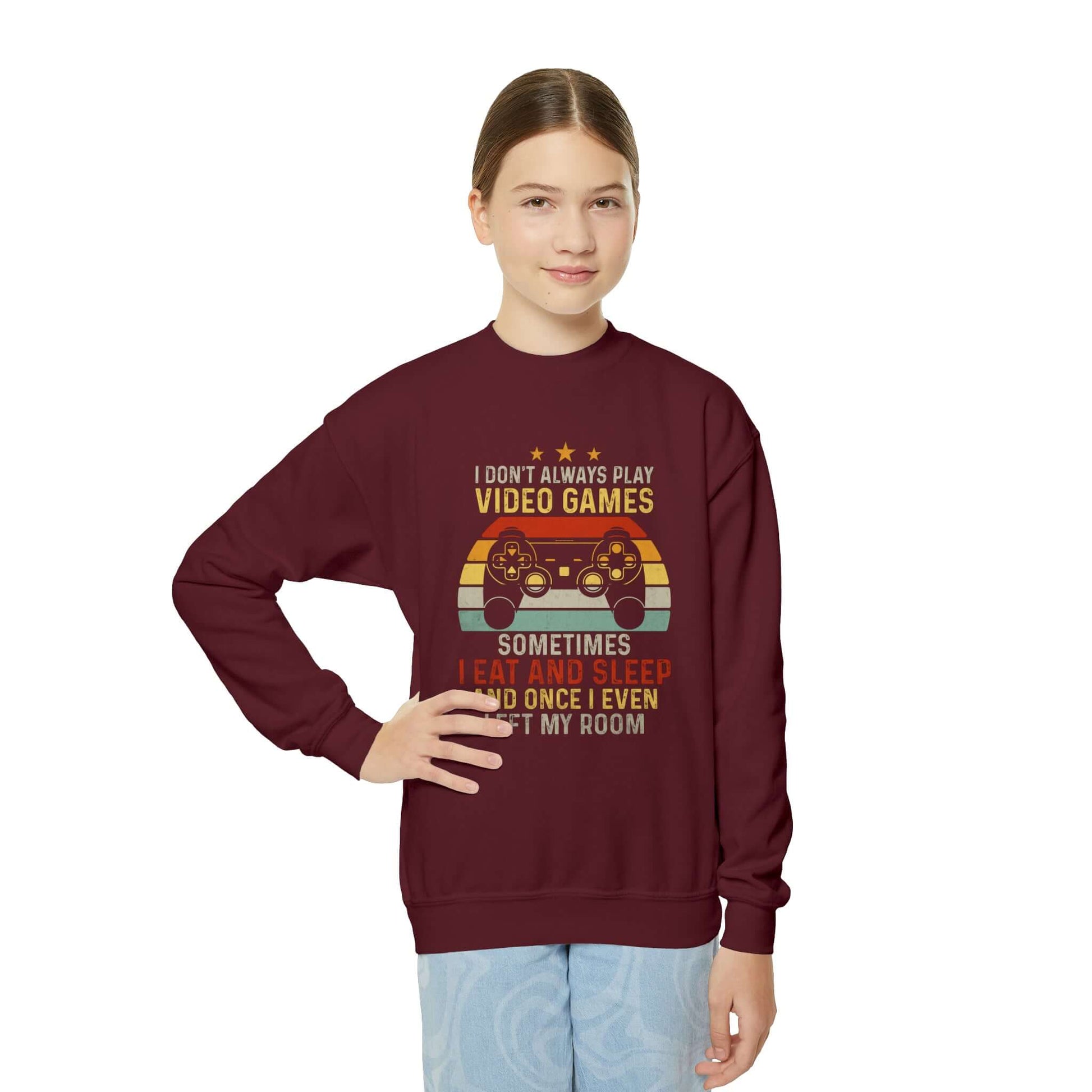 Gamer Youth Crewneck Sweatshirt | Game Controller Graphic Sweatshirt (Unisex), Brand63