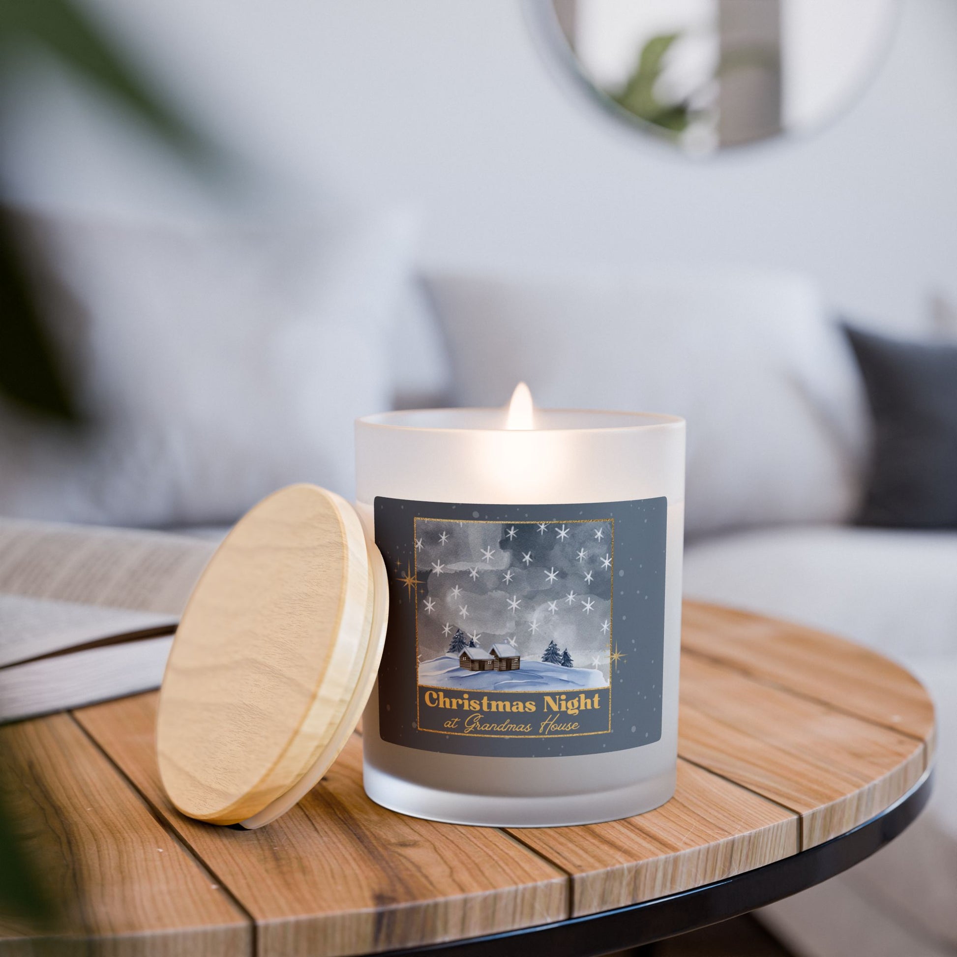 Grandmas House Frosted Glass Christmas Candle — 11oz, Brand63