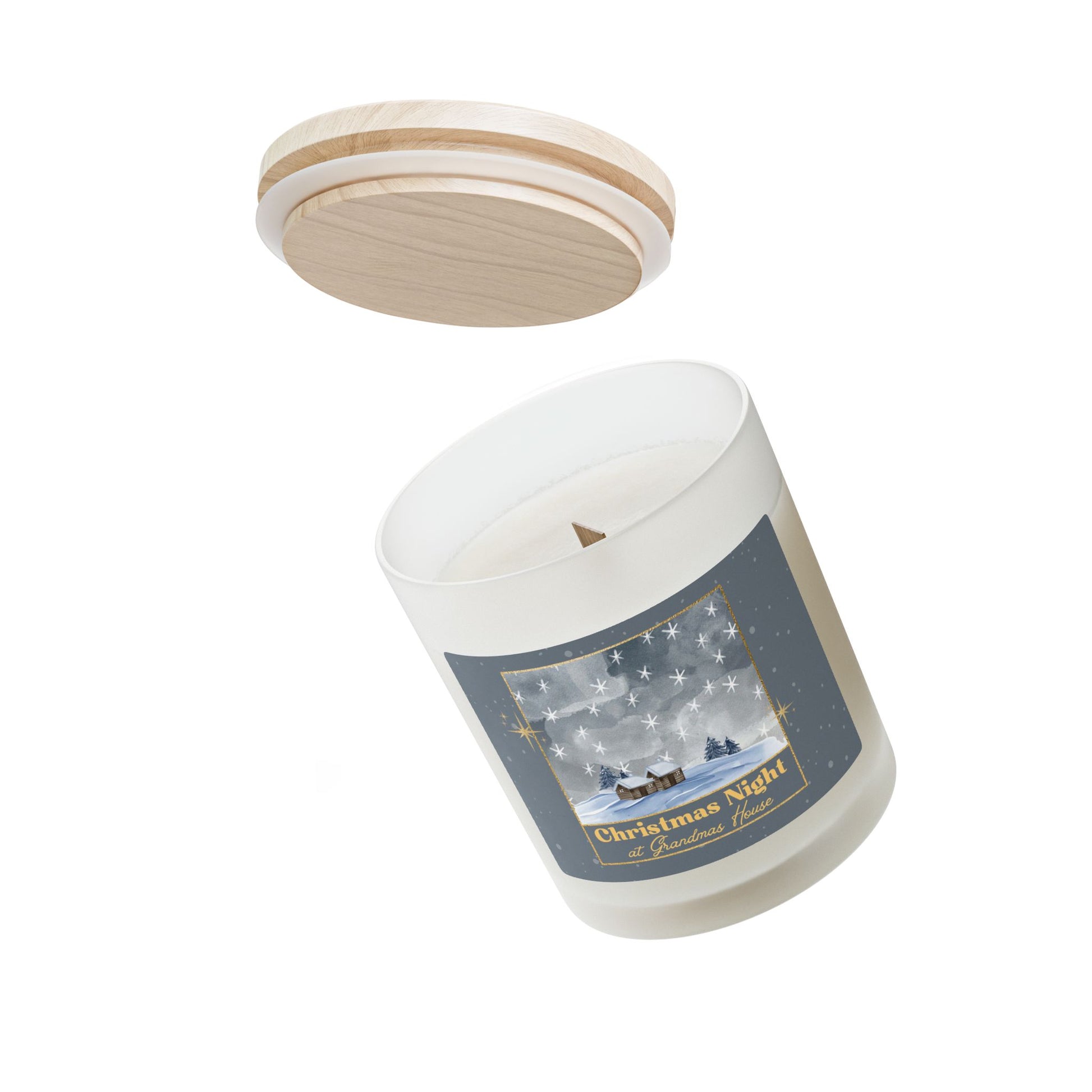 Grandmas House Frosted Glass Christmas Candle — 11oz, Brand63