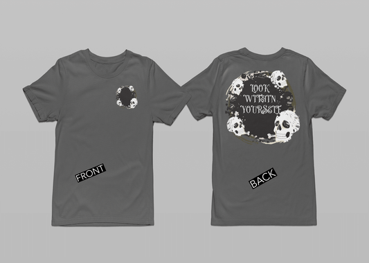 Graphic Skull - Jersey T-Shirt | "Look Within Yourself" Front/Back Print, Brand63