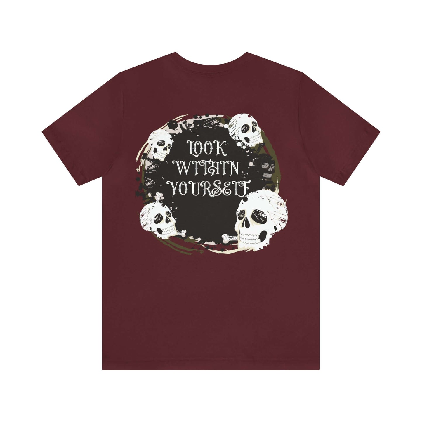 Graphic Skull - Jersey T-Shirt | "Look Within Yourself" Front/Back Print, Brand63