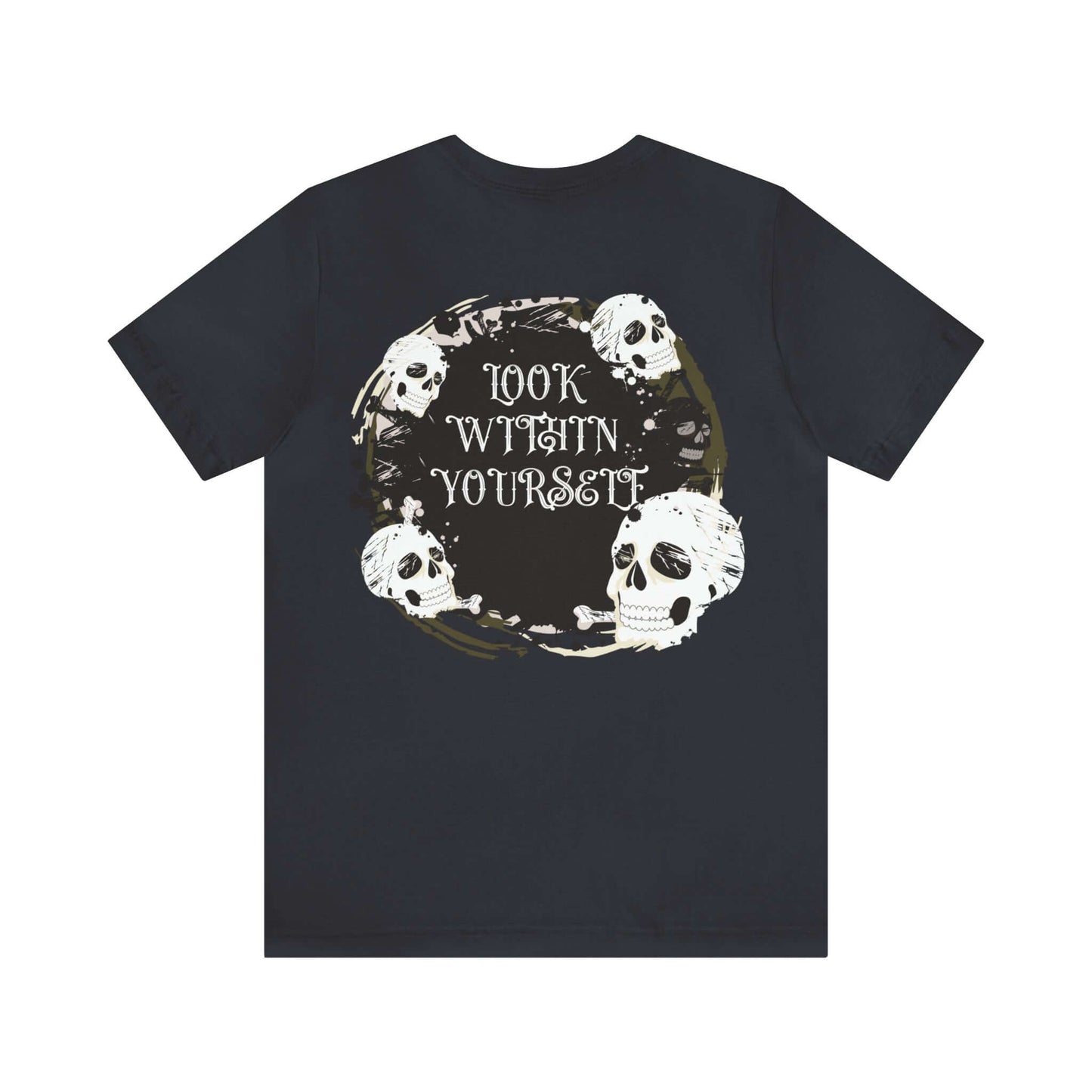 Graphic Skull - Jersey T-Shirt | "Look Within Yourself" Front/Back Print, Brand63