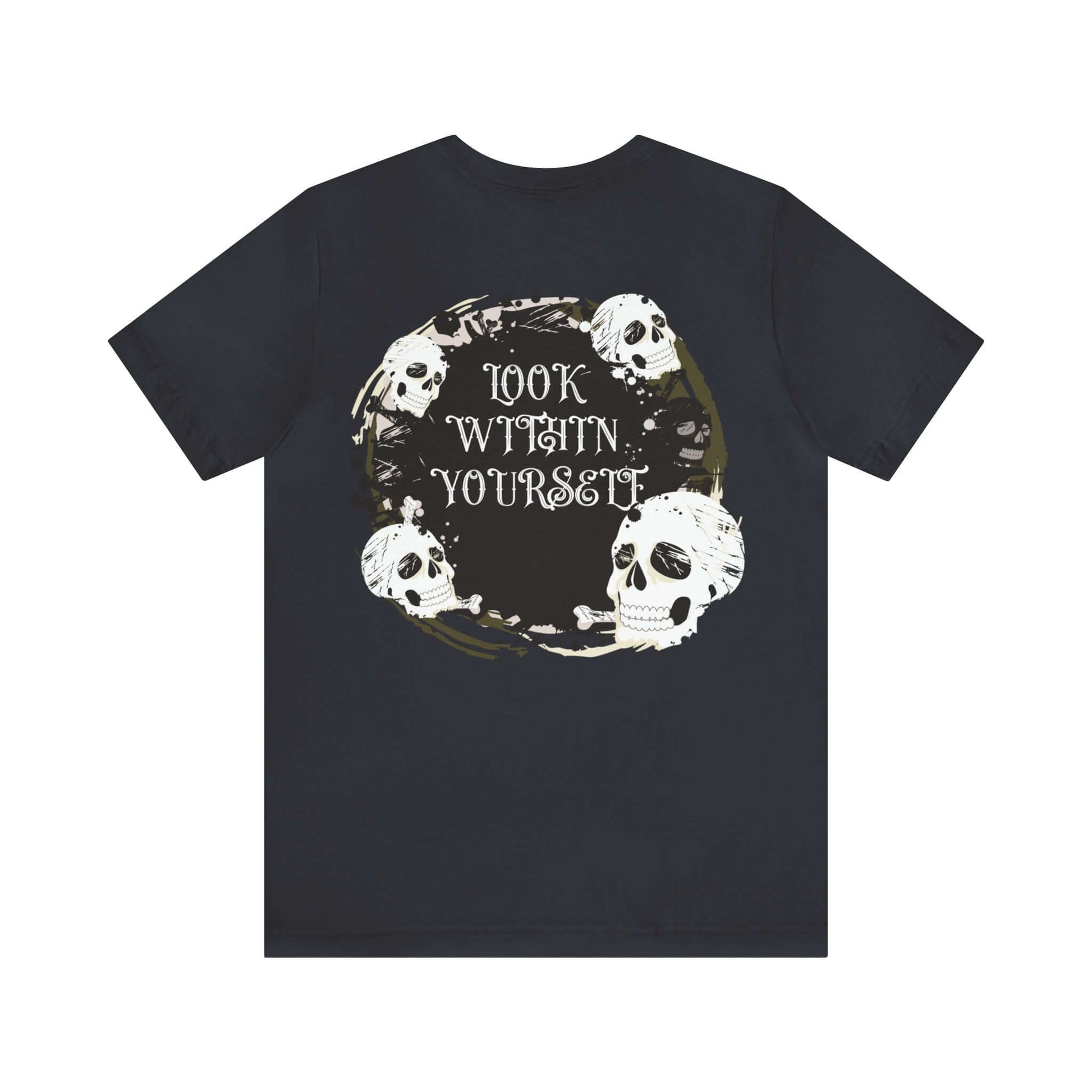 Graphic Skull - Jersey T-Shirt | "Look Within Yourself" Front/Back Print, Brand63