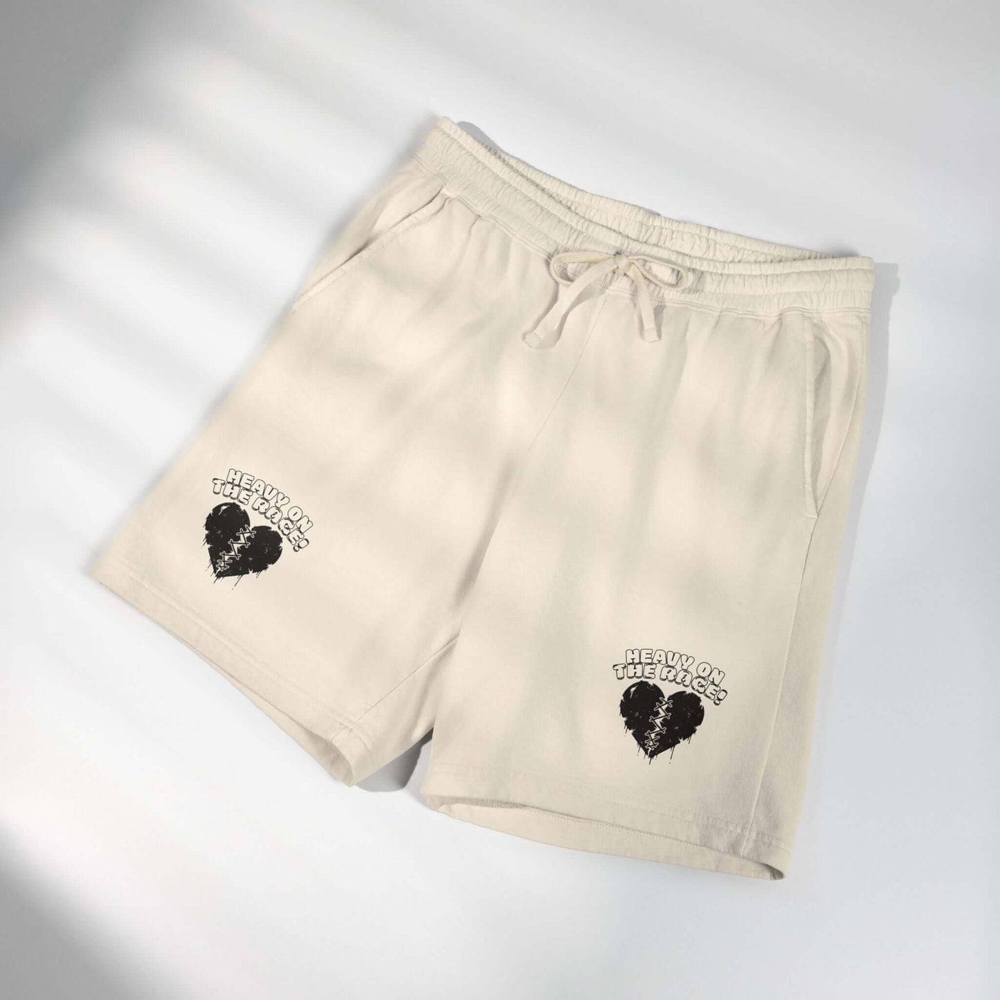 Heavy on the Rage athletic fleece shorts, comfortable athletic shorts with jersey-lined pockets and relaxed fit.
