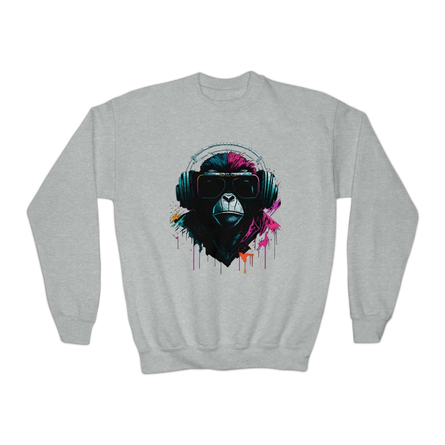 Hip Hop Zone Youth Crewneck Sweatshirt | Musical Ape Graphic Sweatshirt (unisex), Brand63