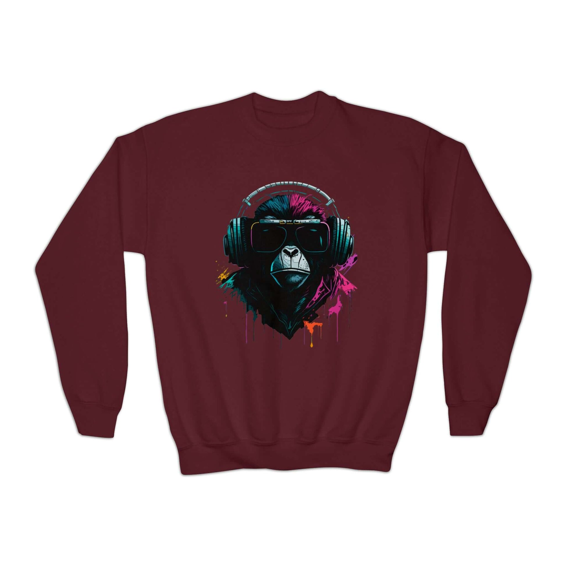 Hip Hop Zone Youth Crewneck Sweatshirt | Musical Ape Graphic Sweatshirt (unisex), Brand63