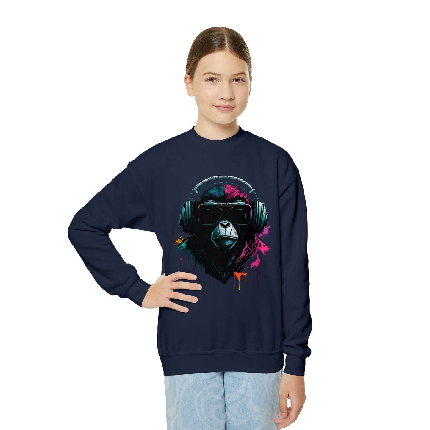 Hip Hop Zone Youth Crewneck Sweatshirt | Musical Ape Graphic Sweatshirt (unisex), Brand63