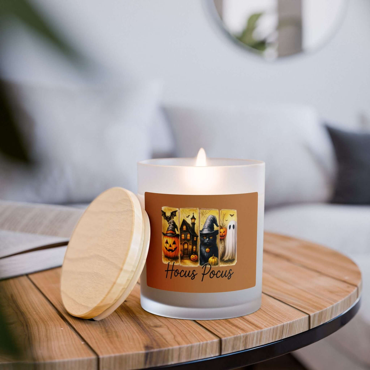 Hocus Pocus Halloween Frosted Glass Candle, Brand63