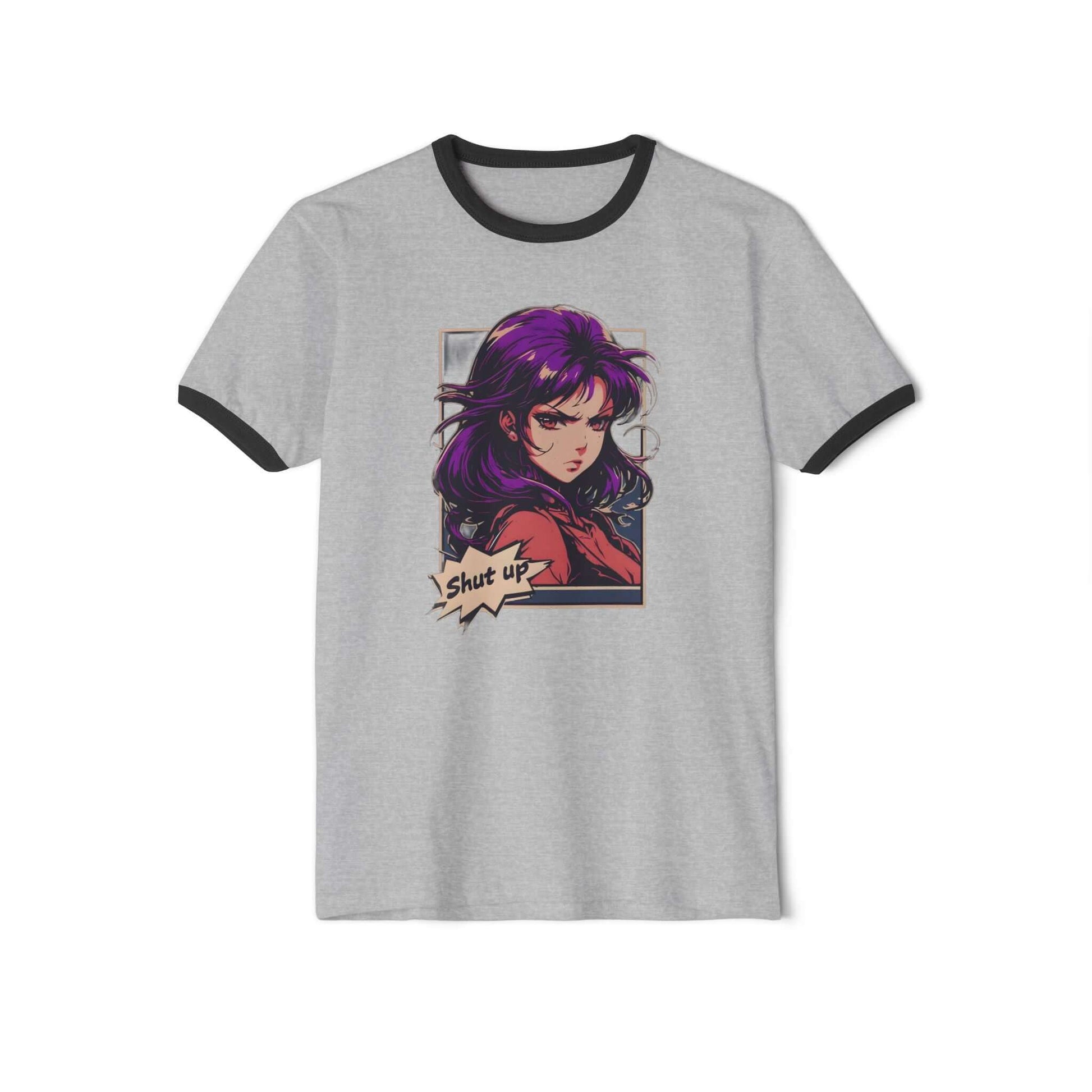Japanese Anime Manga "Shut Up" Cotton Ringer T-Shirt, Brand63