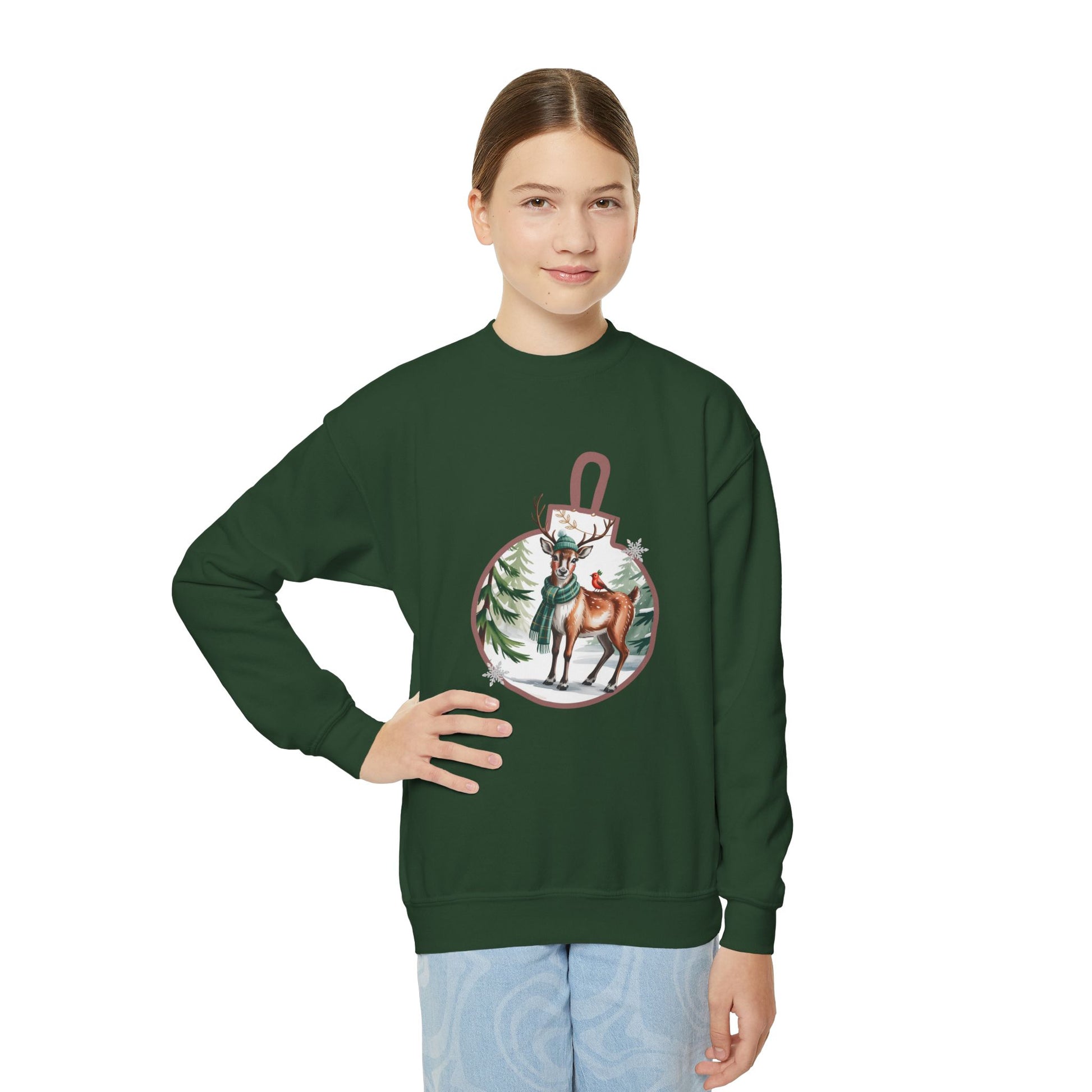 Kids Christmas Sweatshirt Green by Brand63, Christmas Holiday