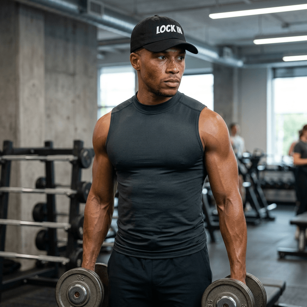 LOCK IN Embroidered Athletic Streetwear Gym Cap, Brand63