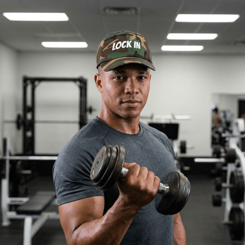LOCK IN Embroidered Athletic Streetwear Gym Cap, Brand63