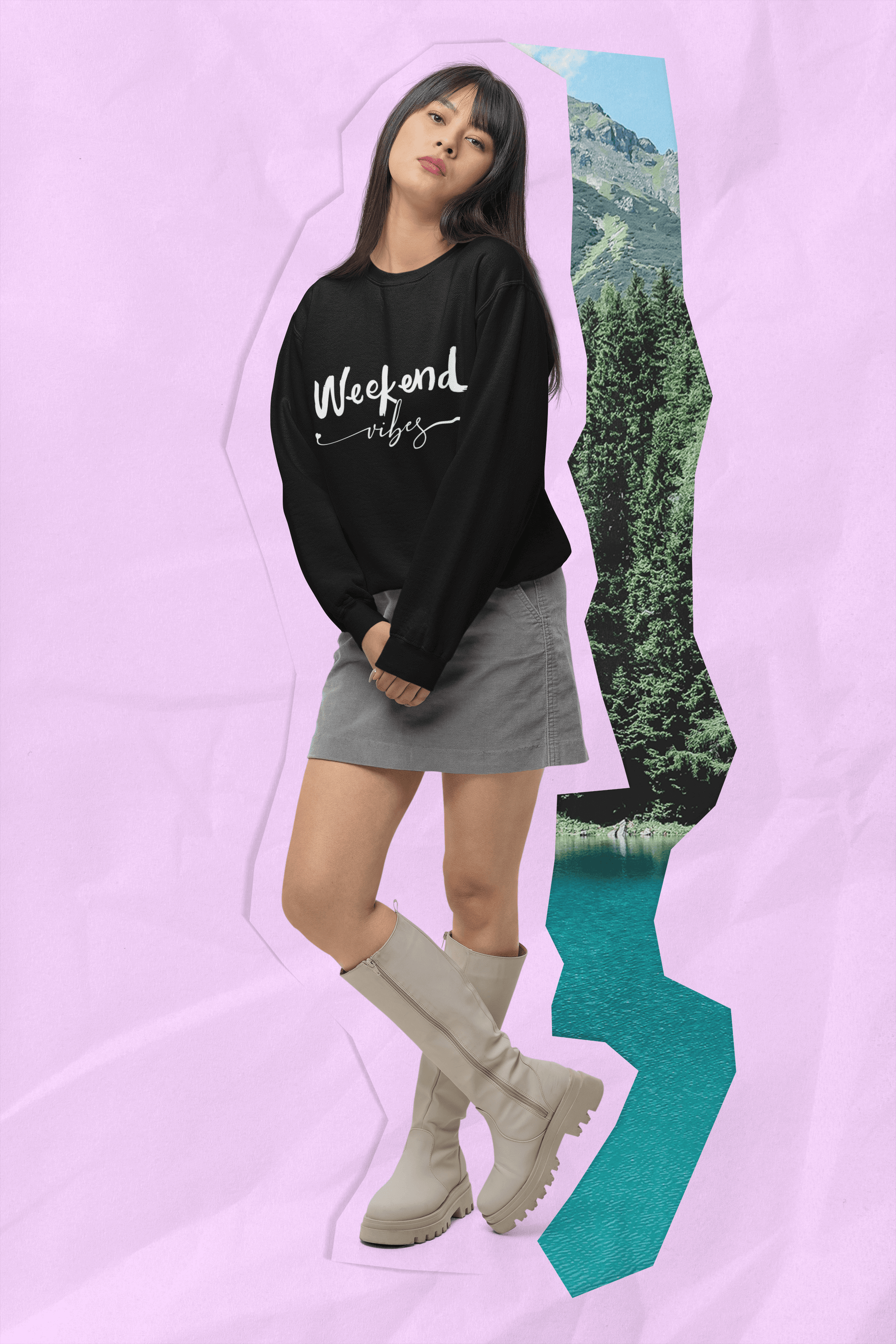 Laid-Back Weekend Vibes Graphic Sweatshirt, Brand63