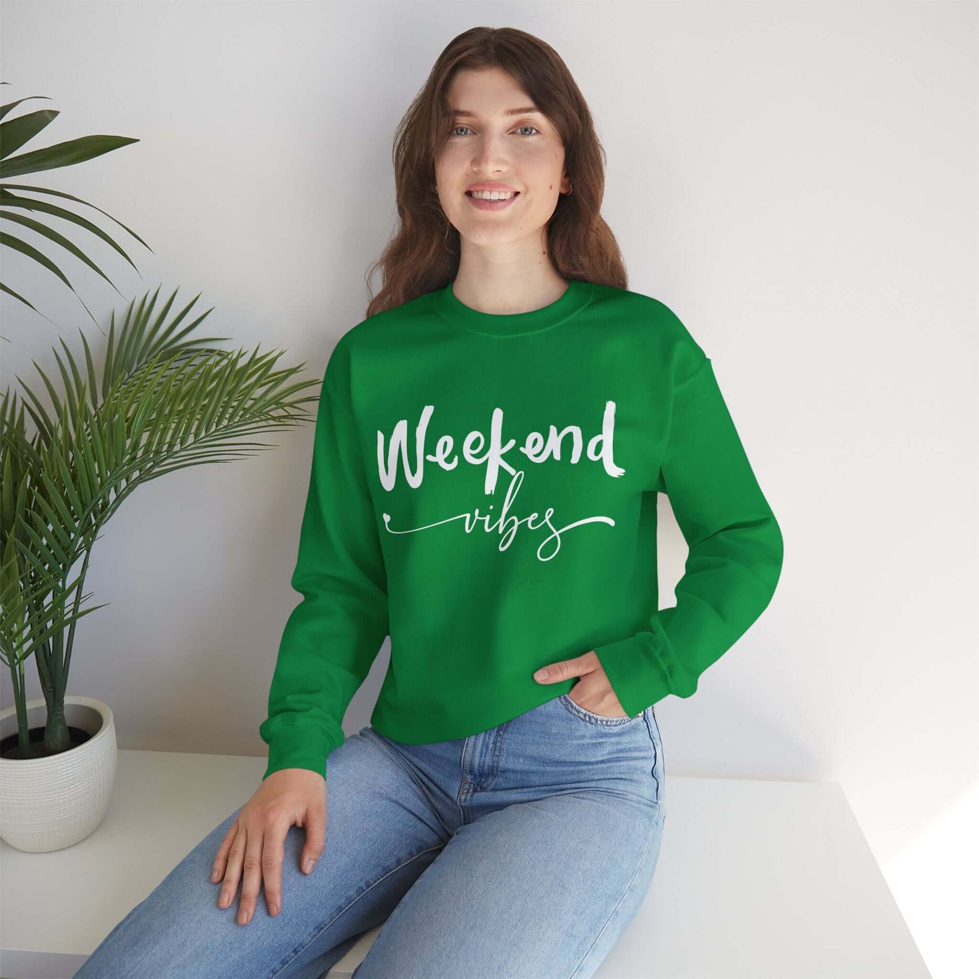 Laid-Back Weekend Vibes Graphic Sweatshirt, Brand63