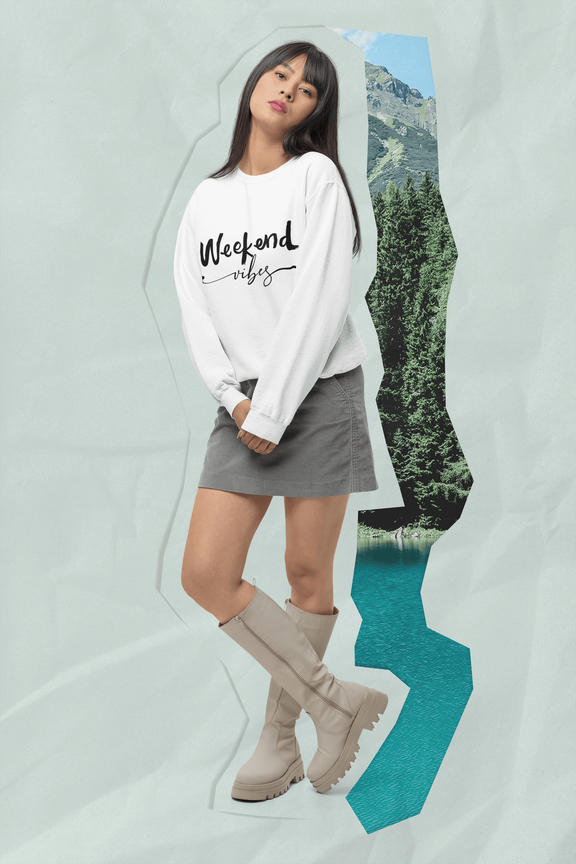 Laid-Back Weekend Vibes Graphic Sweatshirt, Brand63