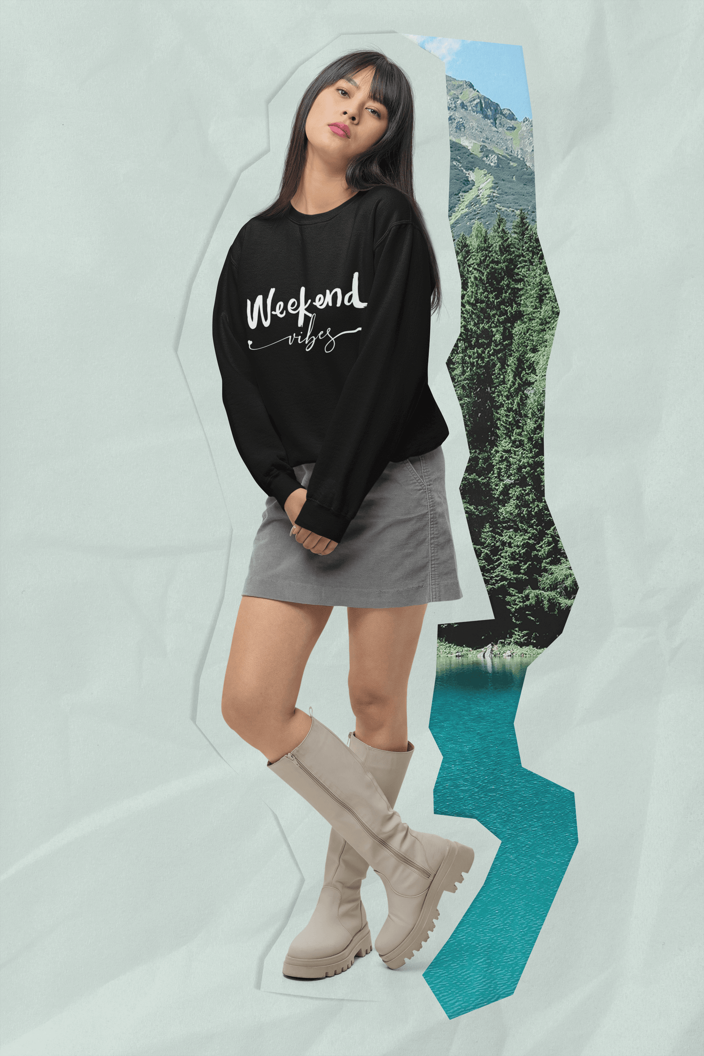 Laid-Back Weekend Vibes Graphic Sweatshirt, Brand63