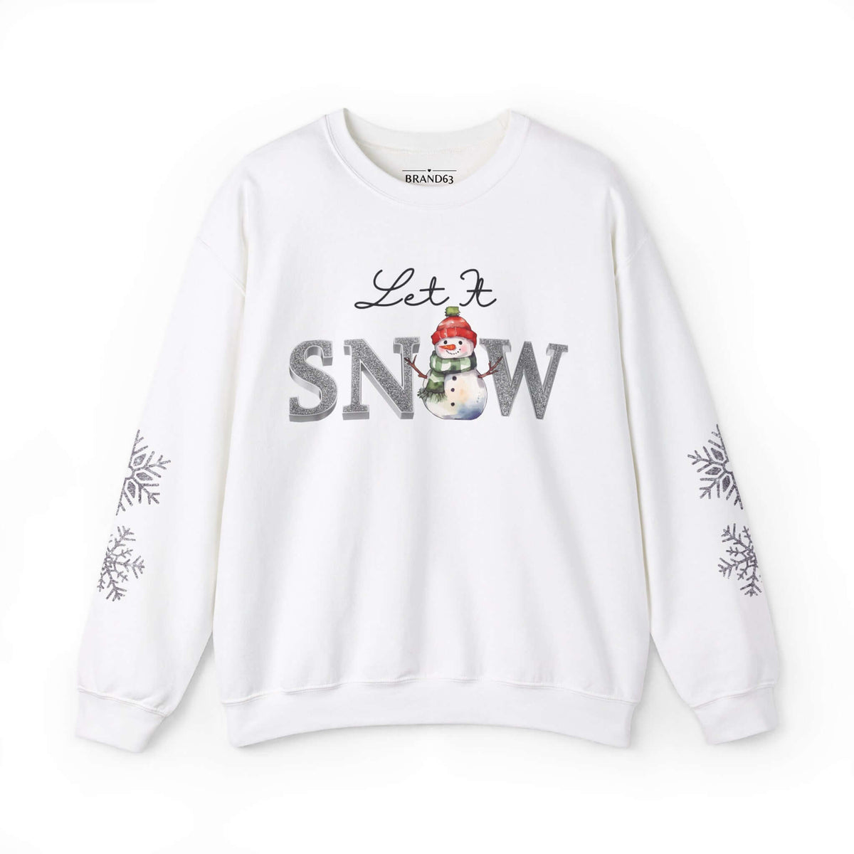 Let It Snow, Snowman Christmas Sweatshirt | Faux Sequins & Faux Embroidery, Brand63