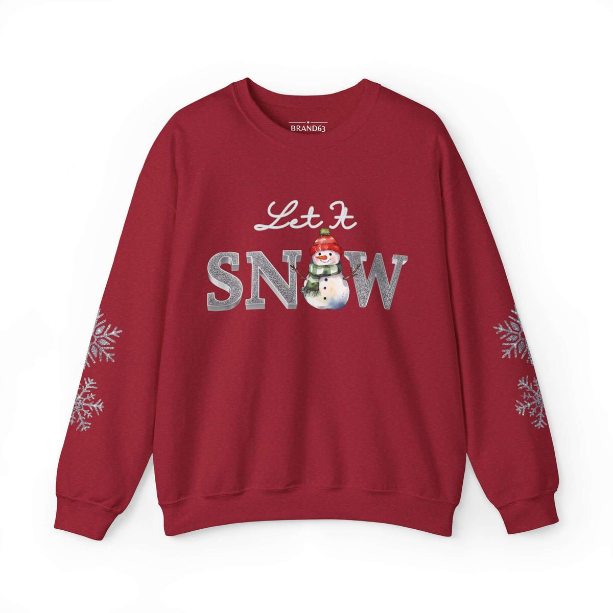 Let It Snow, Snowman Christmas Sweatshirt | Faux Sequins & Faux Embroidery, Brand63