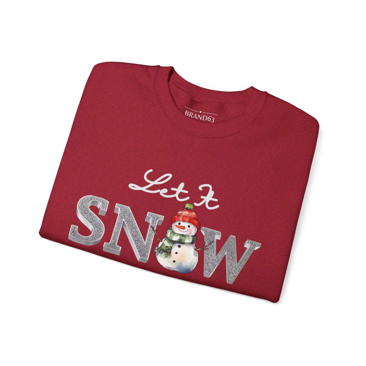 Let It Snow, Snowman Christmas Sweatshirt | Faux Sequins & Faux Embroidery, Brand63