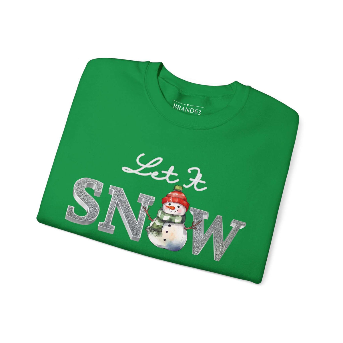 Let It Snow, Snowman Christmas Sweatshirt | Faux Sequins & Faux Embroidery, Brand63