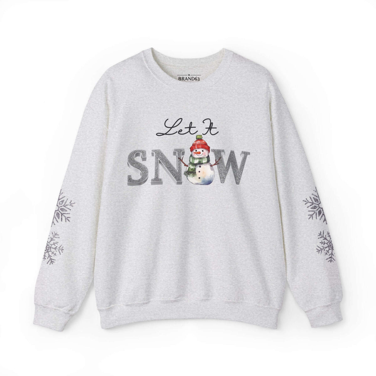 Let It Snow, Snowman Christmas Sweatshirt | Faux Sequins & Faux Embroidery, Brand63