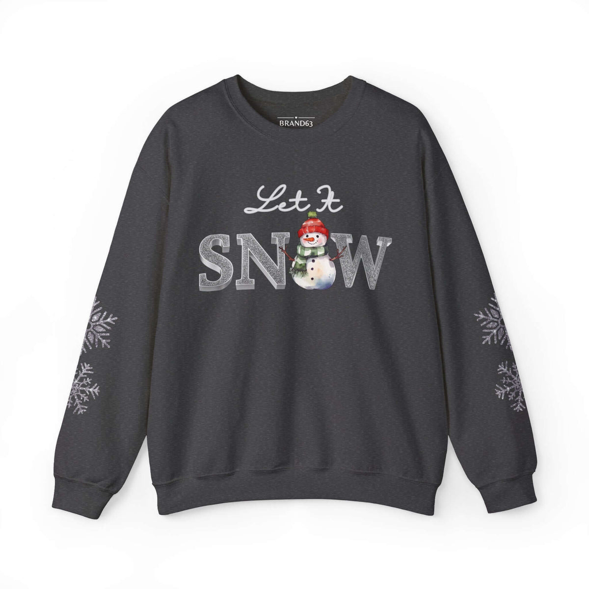 Let It Snow, Snowman Christmas Sweatshirt | Faux Sequins & Faux Embroidery, Brand63