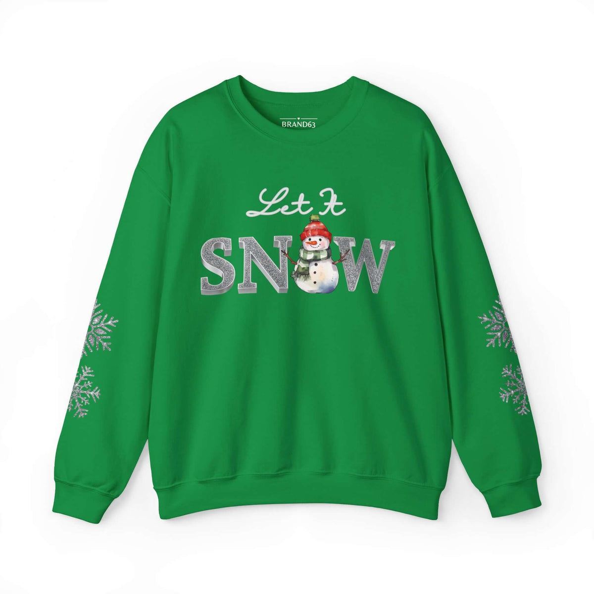 Let It Snow, Snowman Christmas Sweatshirt | Faux Sequins & Faux Embroidery, Brand63
