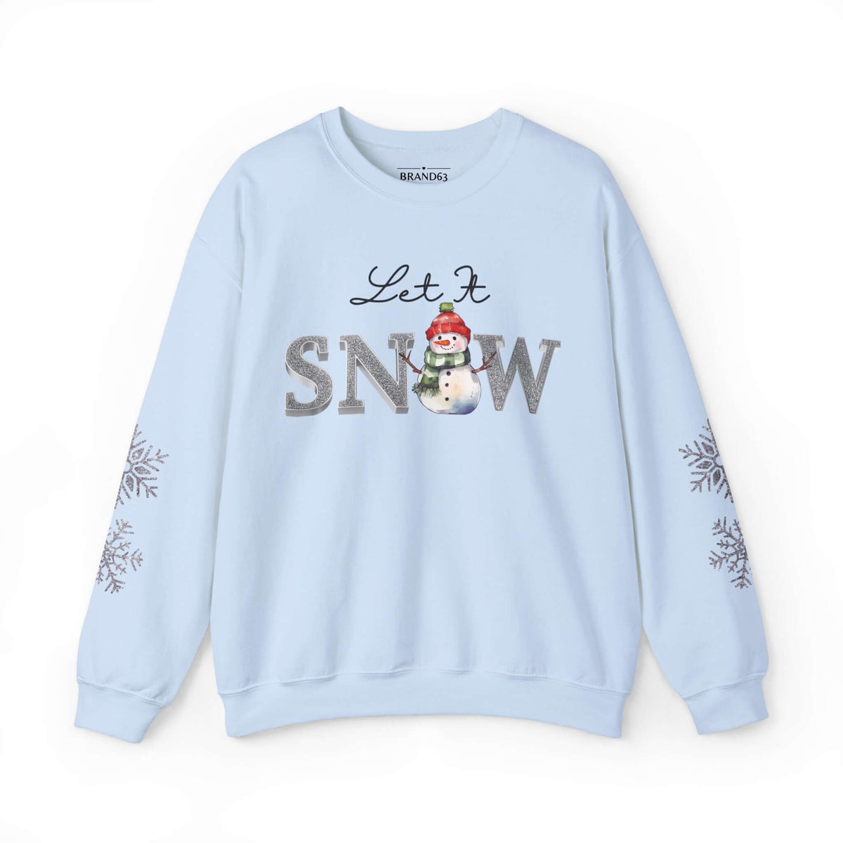 Let It Snow, Snowman Christmas Sweatshirt | Faux Sequins & Faux Embroidery, Brand63
